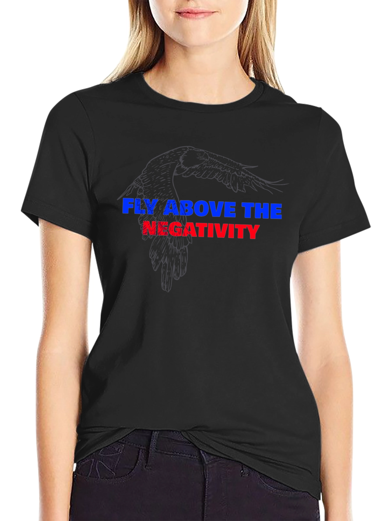 Black Fly Above Negativity Black Graphic Tee view 2