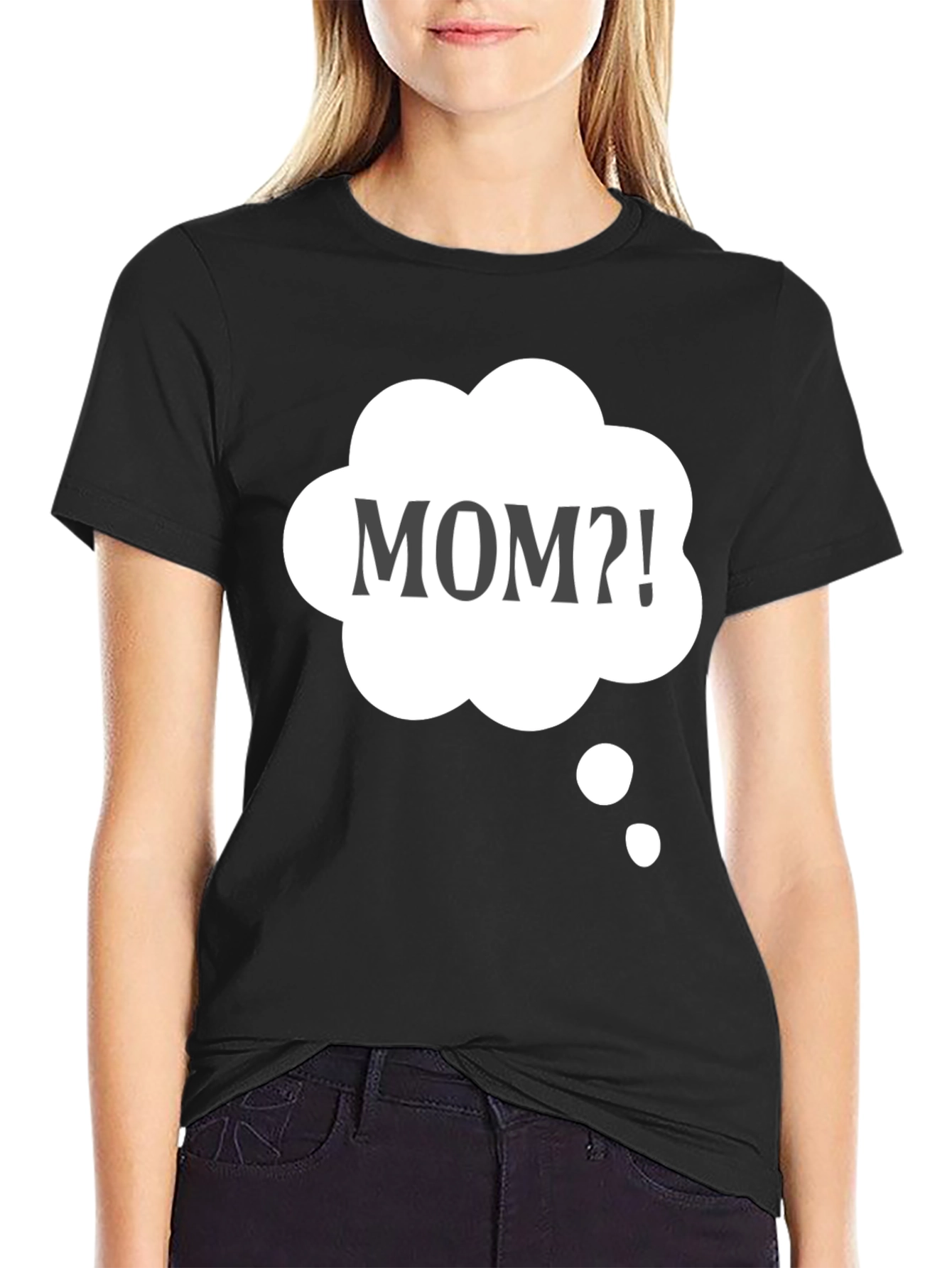 Black Mom?! Black Cotton T-Shirt - Thought Bubble Graphic Tee view 2