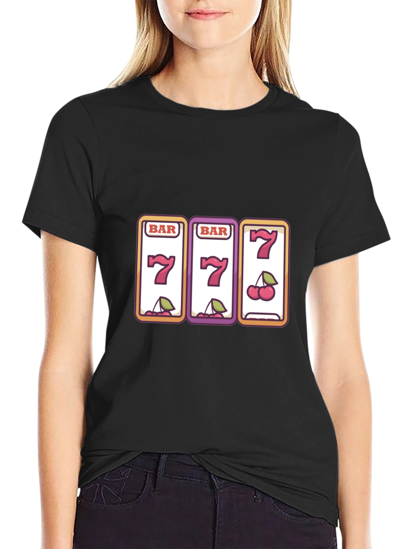 Black Lucky 7s Slot Machine Graphic Tee - Black view 2