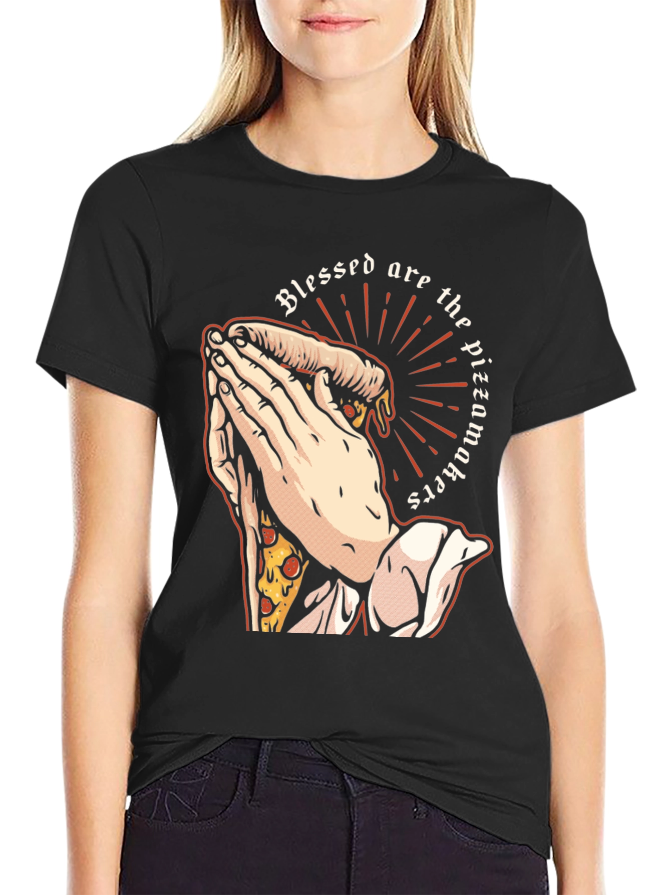 Black Blessed Pizzamakers T-Shirt - Novelty Graphic Tee view 2