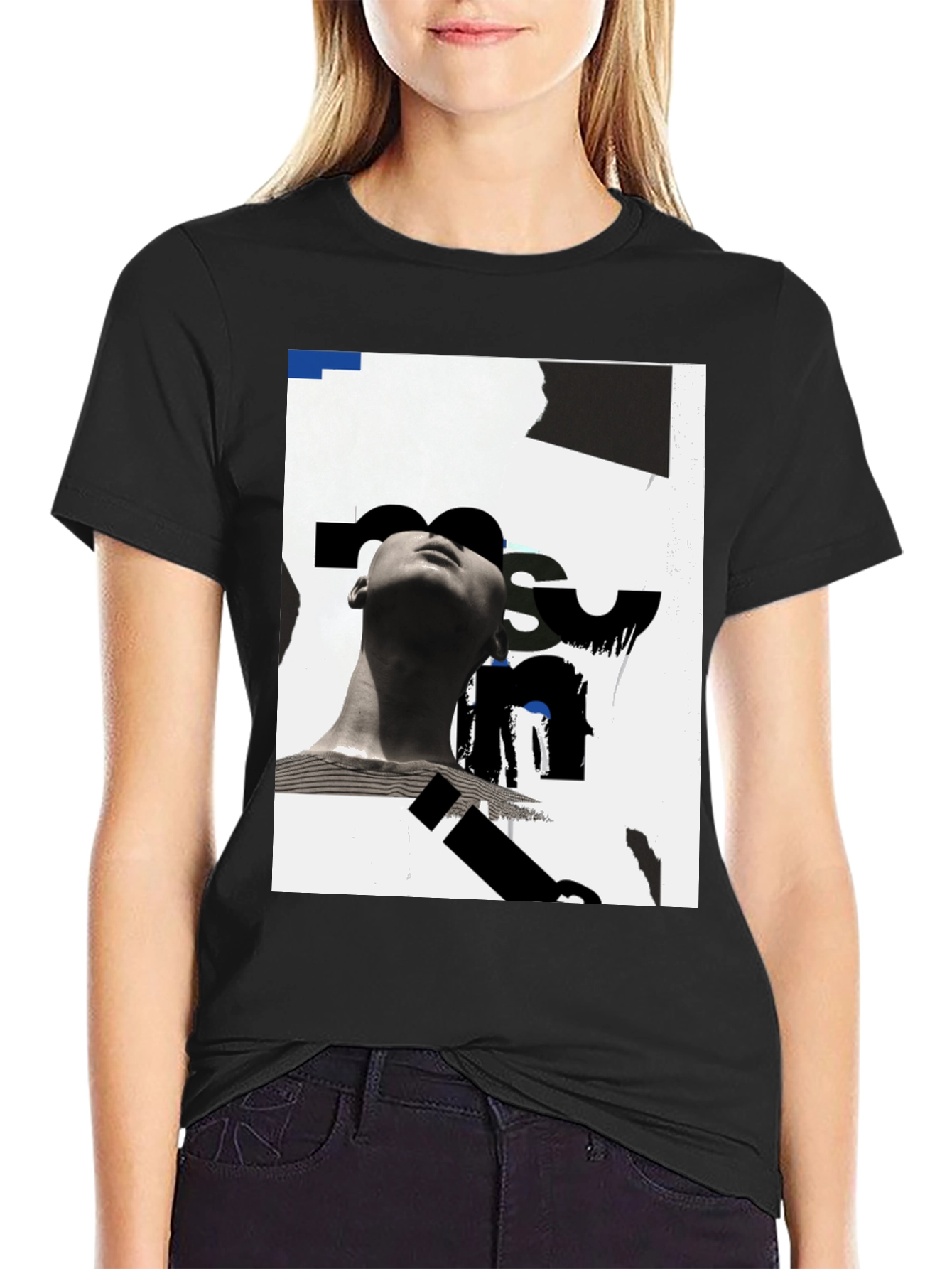 Black Modern Art Graphic Tee - Black Unisex T-Shirt view 2