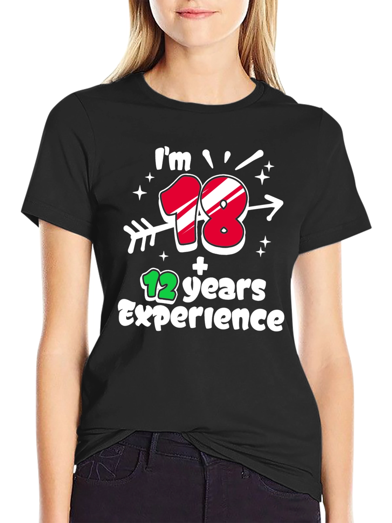 Black I'm 18 Plus 12 Years Experience T-Shirt view 2