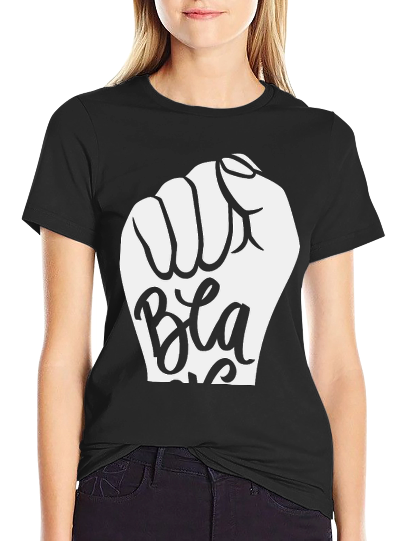 Black Black Power Fist T-Shirt - Bold Graphic Tee view 2