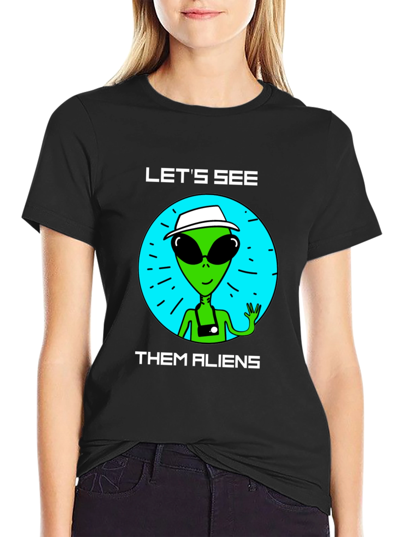 Black Let's See Them Aliens T-Shirt view 2