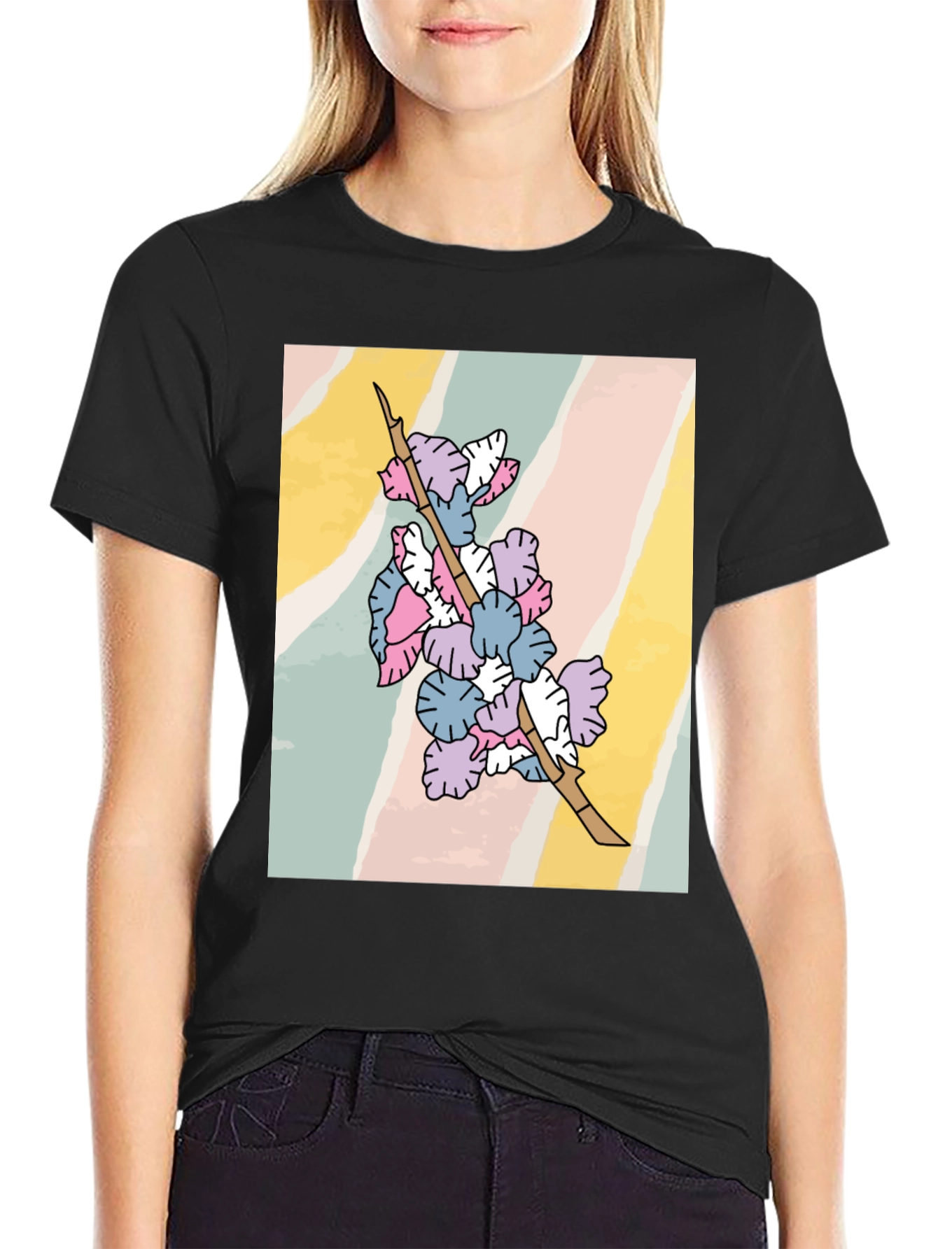 Black Floral Branch Graphic Tee view 2