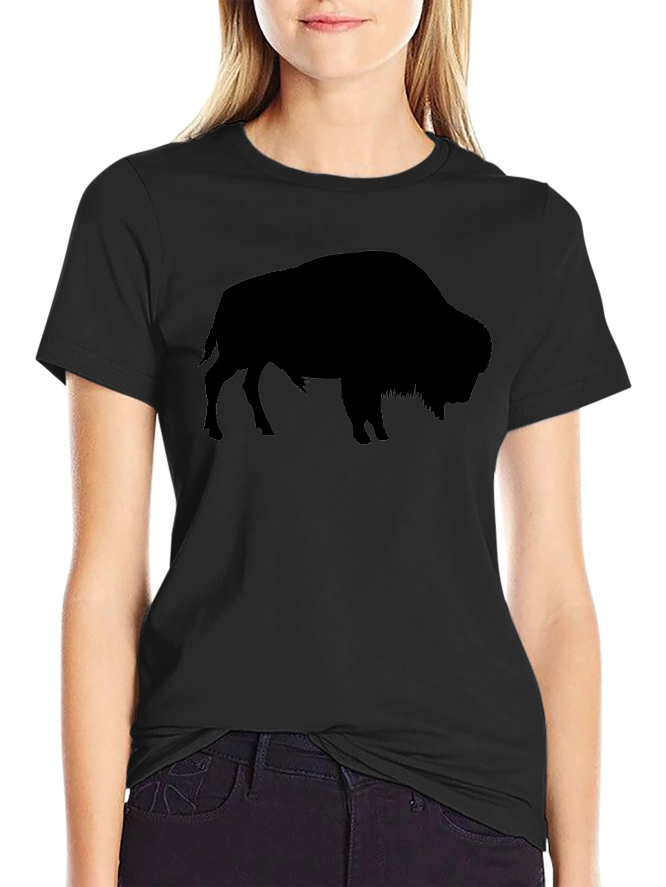 Black Black Bison Graphic Tee - Wildlife Inspired Shirt view 2