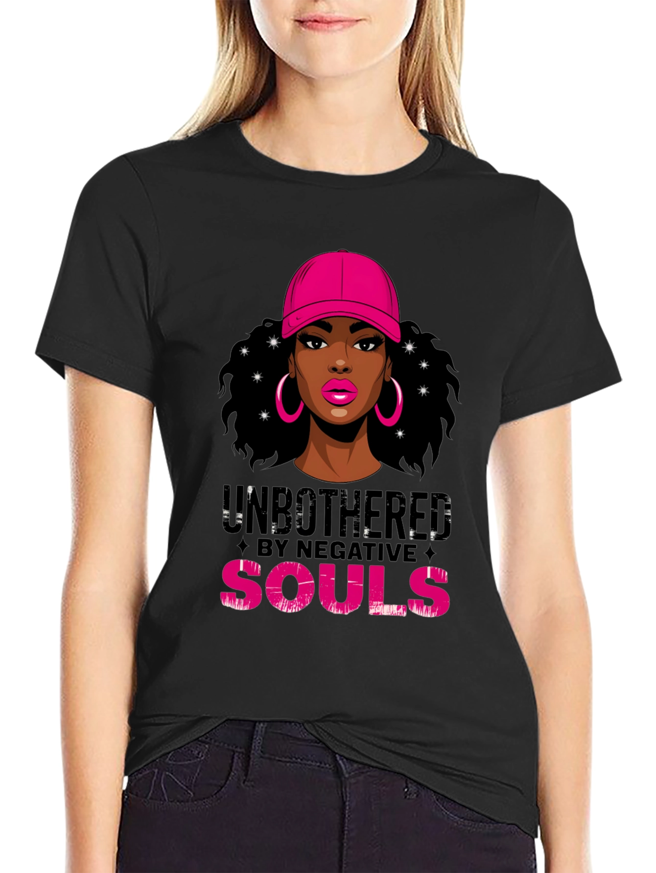 Black Unbothered Graphic Tee - Stylish Women's T-Shirt view 2