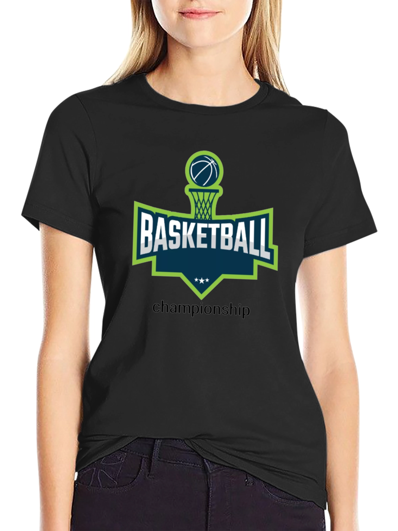 Black Basketball Championship Graphic Tee view 2