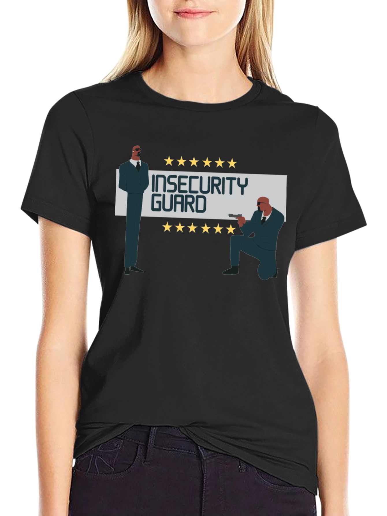 Black Insecurity Guard Graphic Tee - Funny Men's T-Shirt view 2