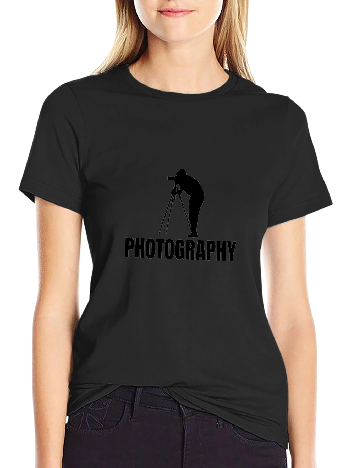 Black Photographer Graphic Tee - Classic Black Cotton view 2
