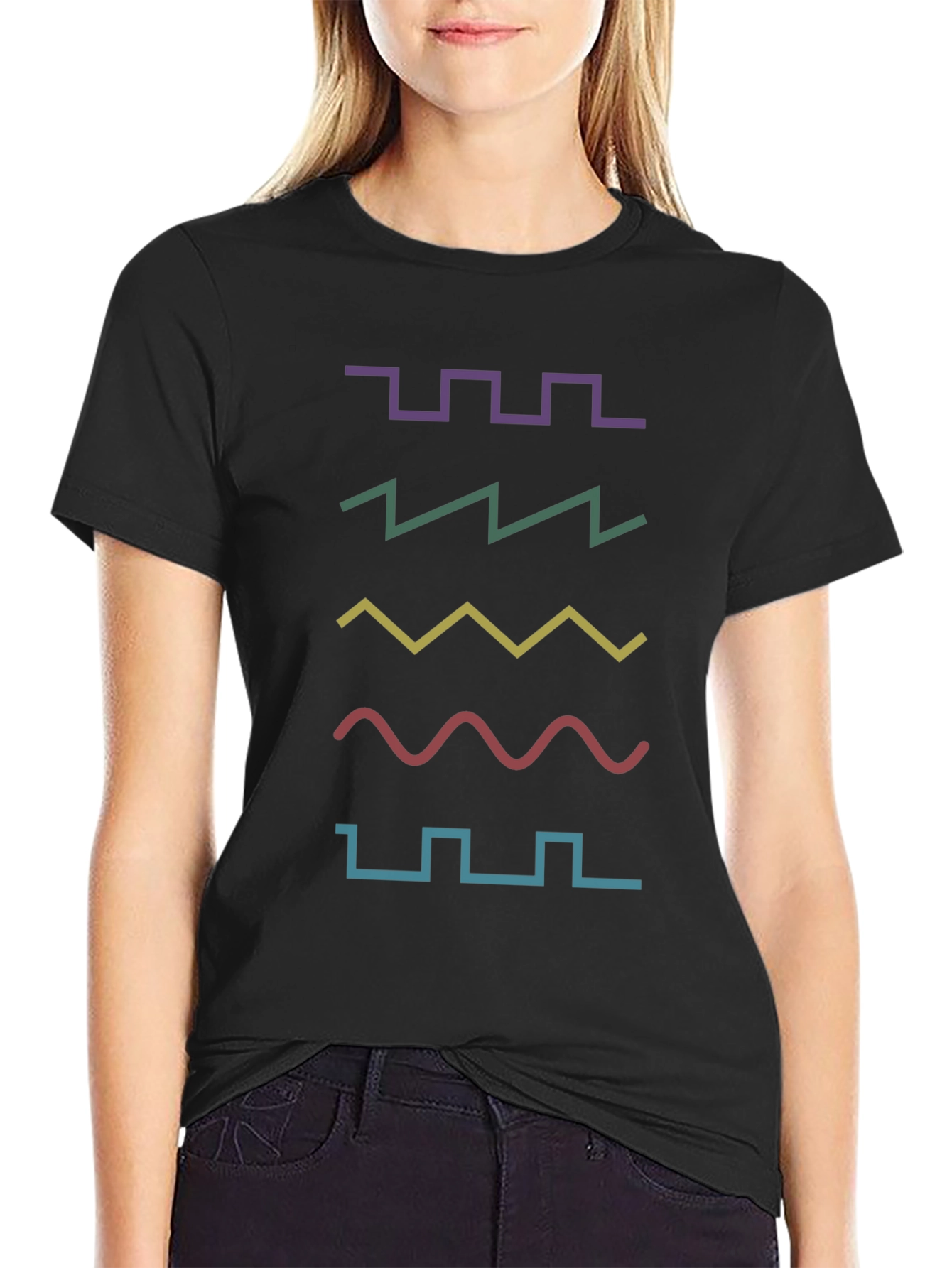 Black Retro Waveform T-Shirt - Synth Lover Apparel view 2