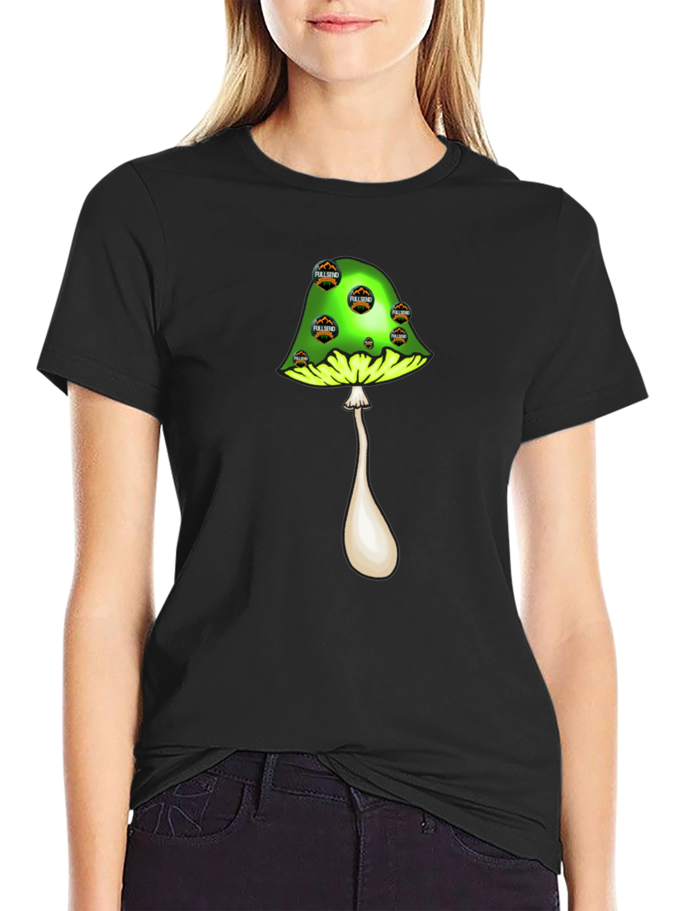 Black Mushroom Graphic T-Shirt - Black view 2