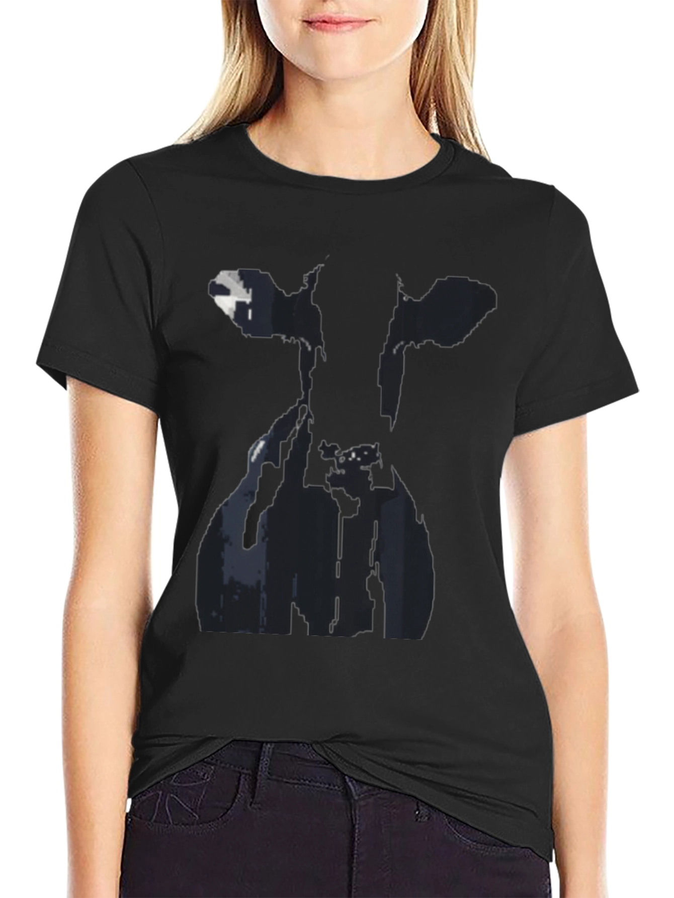 Black Cow Silhouette Black Graphic Tee view 2
