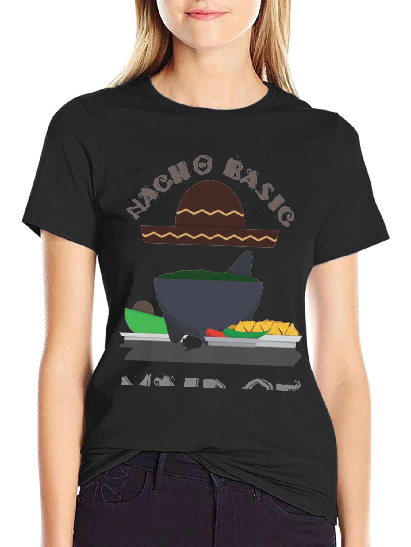 Black Nacho Basic Graphic T-Shirt view 2