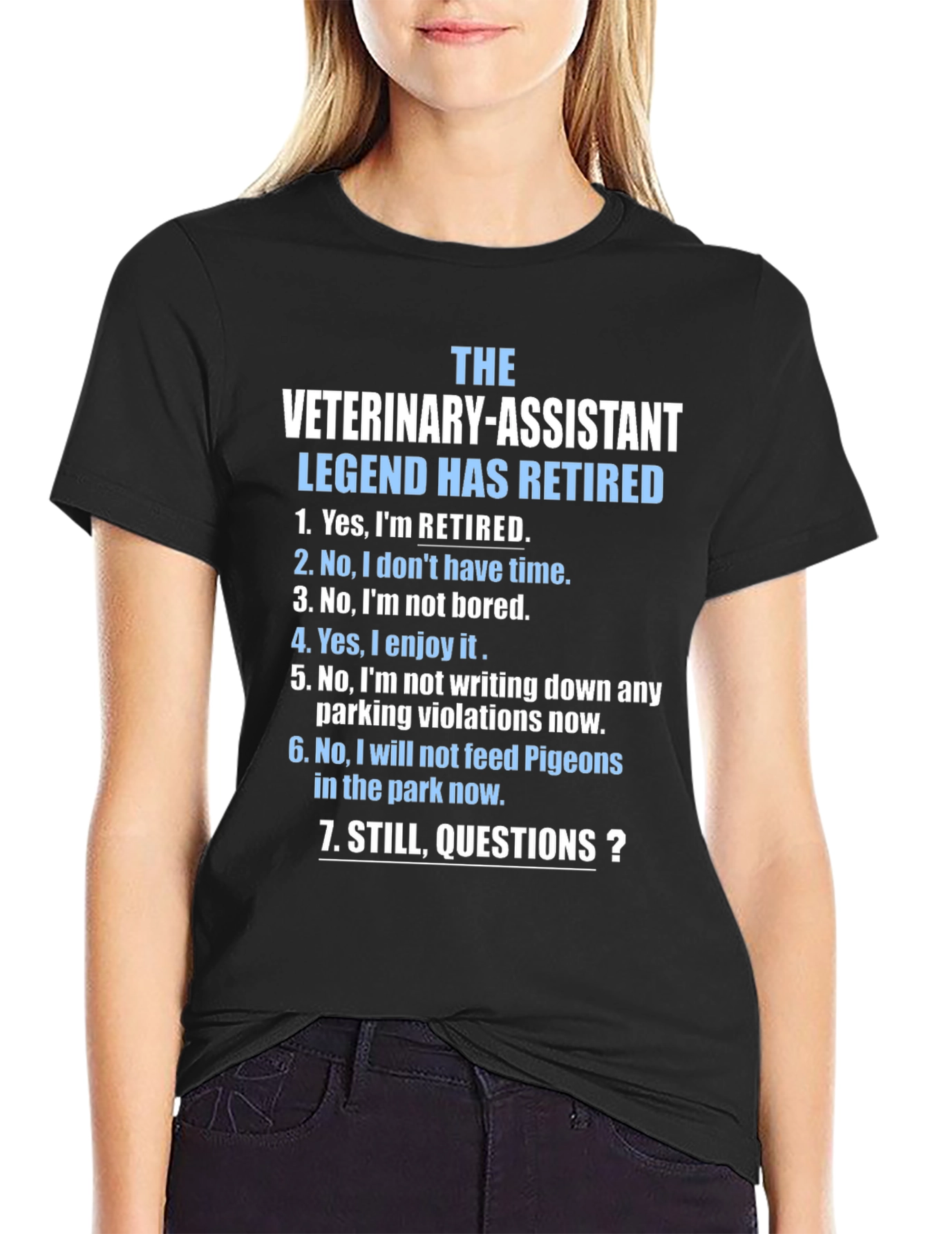 Black Retired Veterinary Assistant T-Shirt view 2