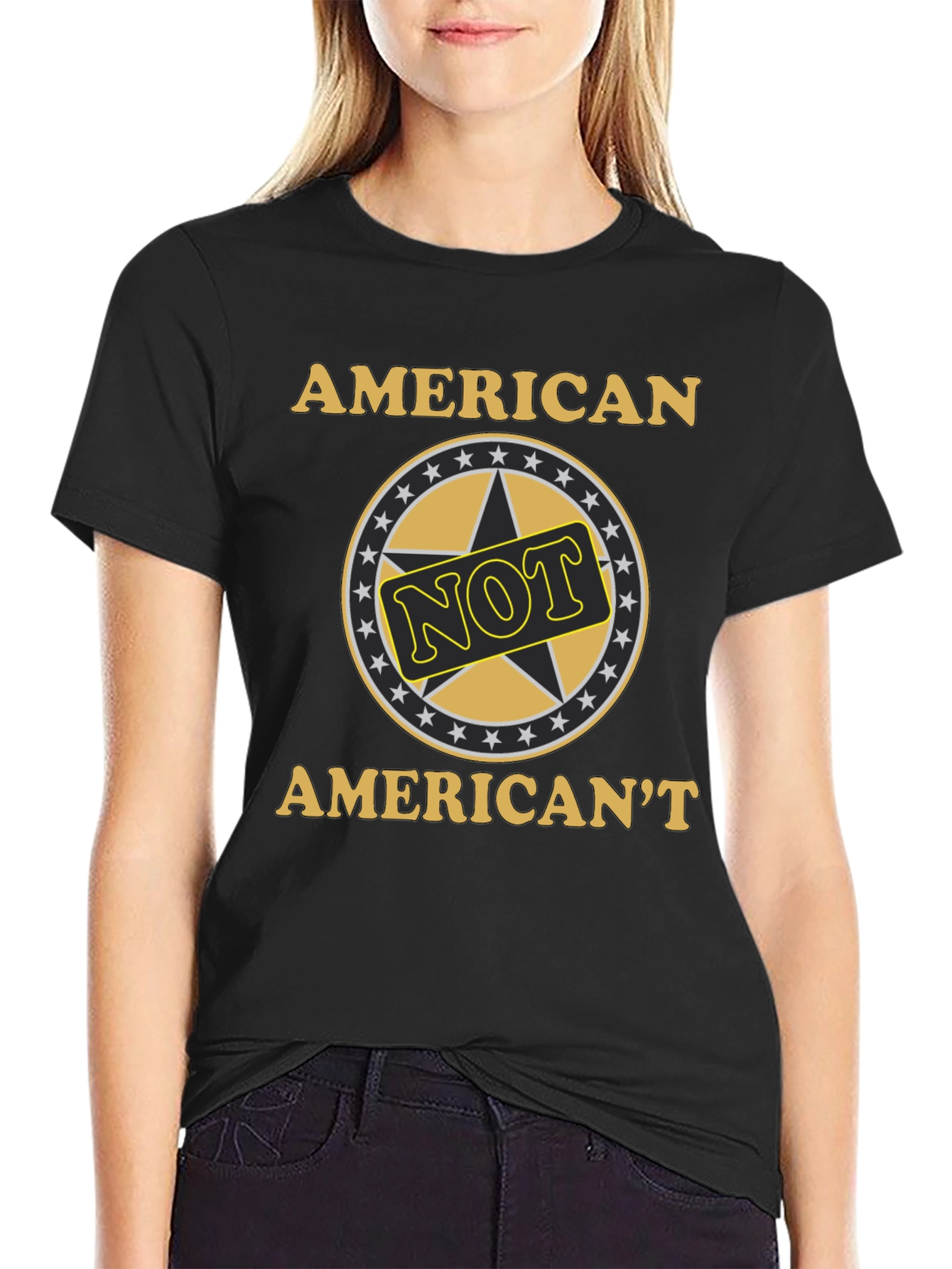 Black American't Funny Graphic T-Shirt view 2