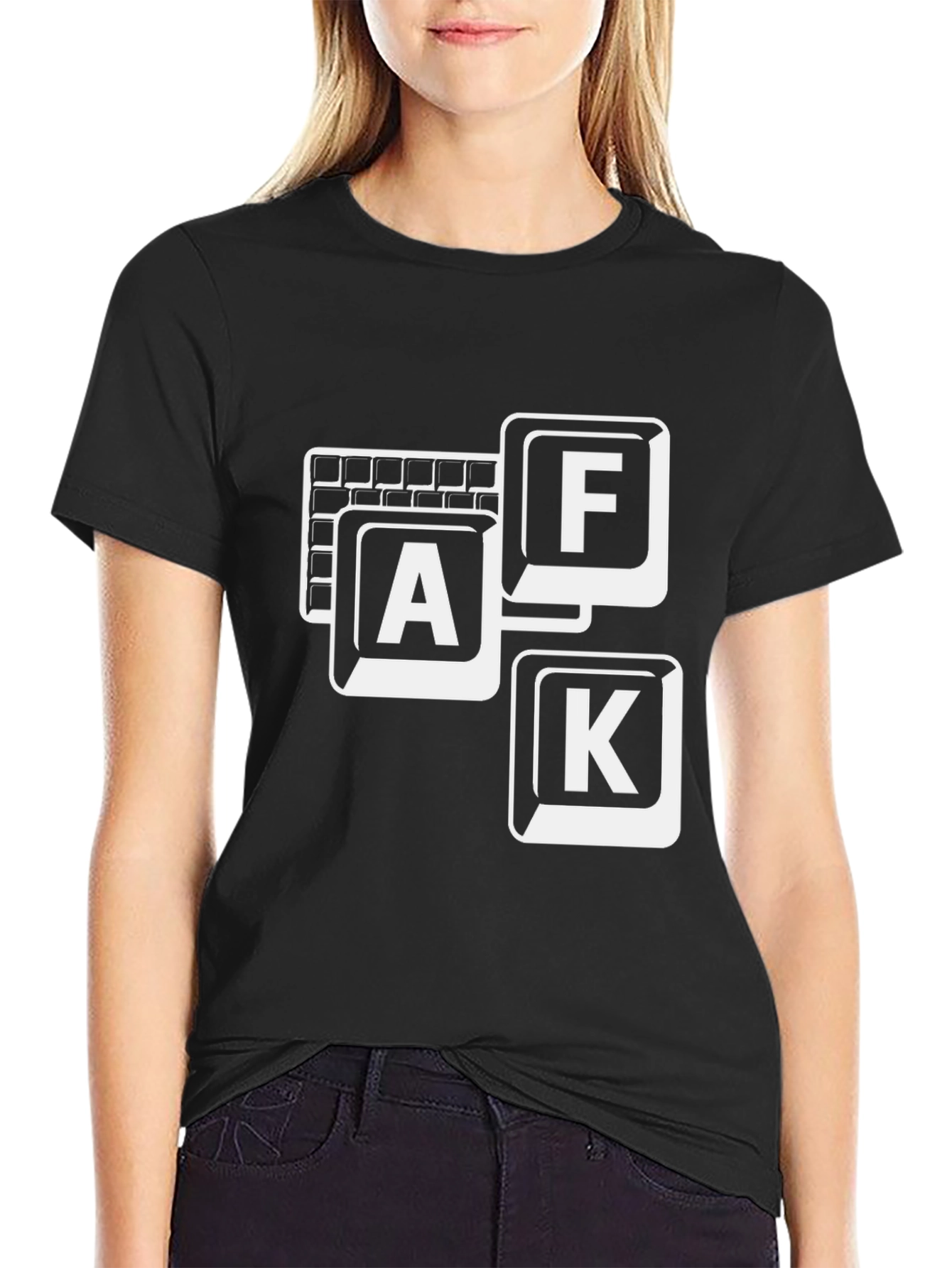 Black AFK Keyboard T-Shirt - Gamer Style view 2