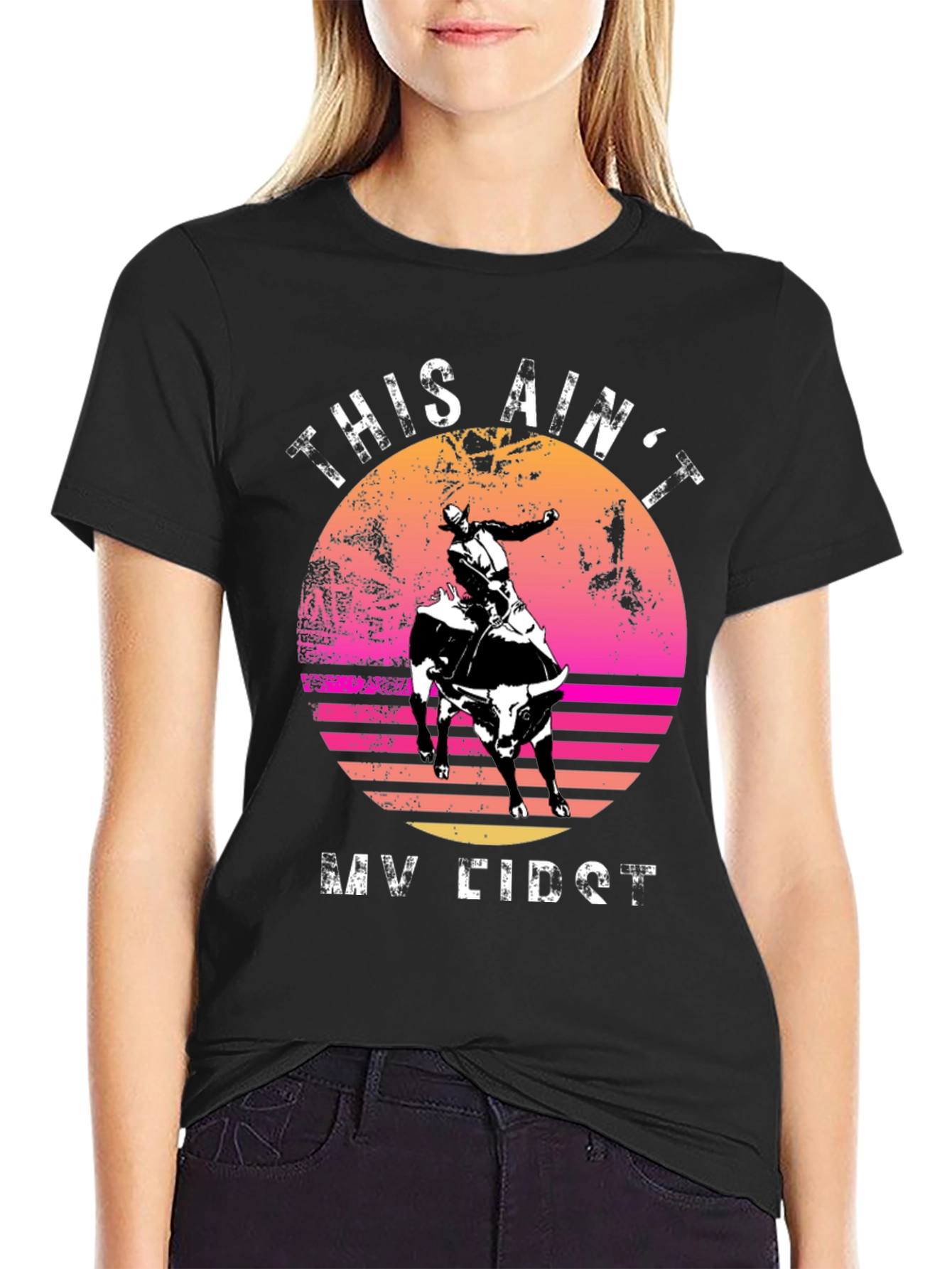 Black Retro Rodeo Rider Graphic Tee view 2