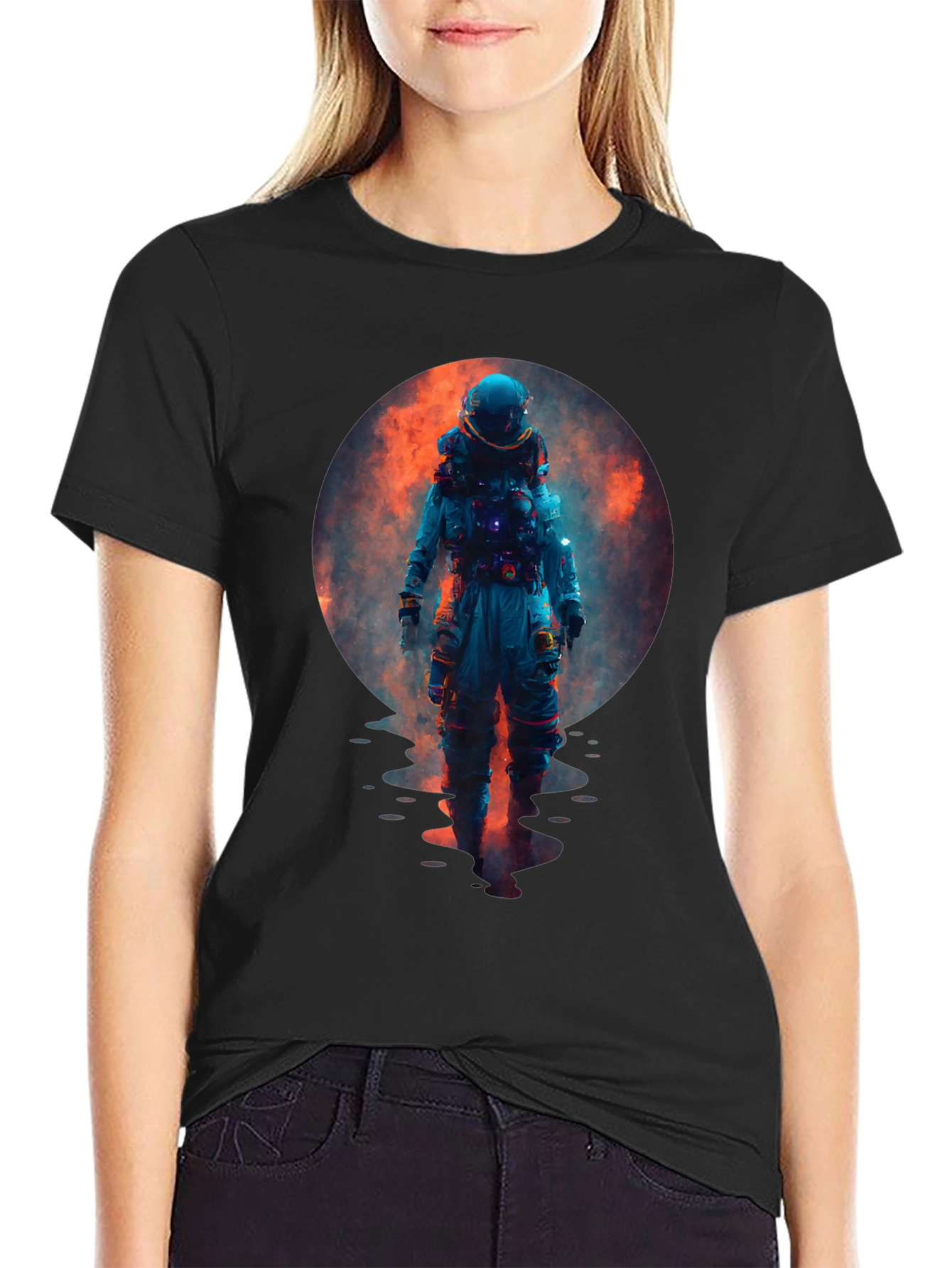 Black Astronaut Graphic Tee - Galaxy Dreamin' T-Shirt view 2