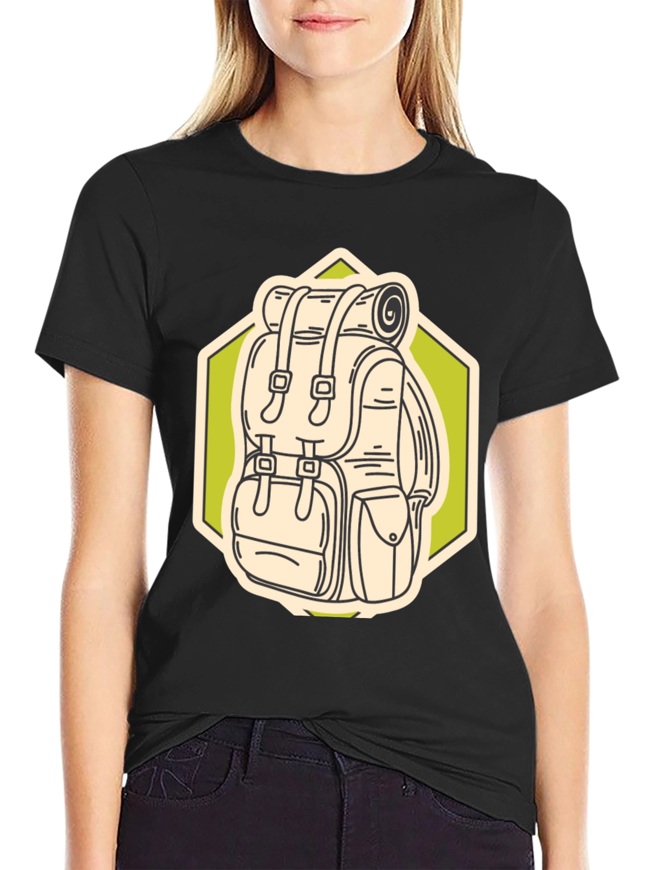 Black Hiking Backpack Graphic T-Shirt - Adventure Ready view 2