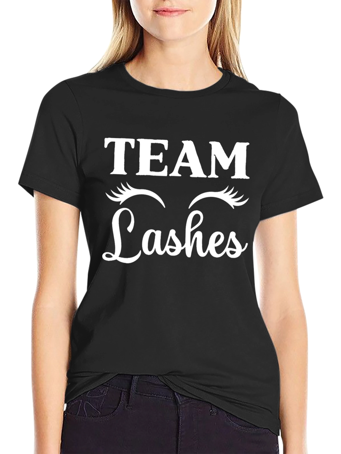Black Team Lashes Graphic T-Shirt - Black Crew Neck Tee view 2