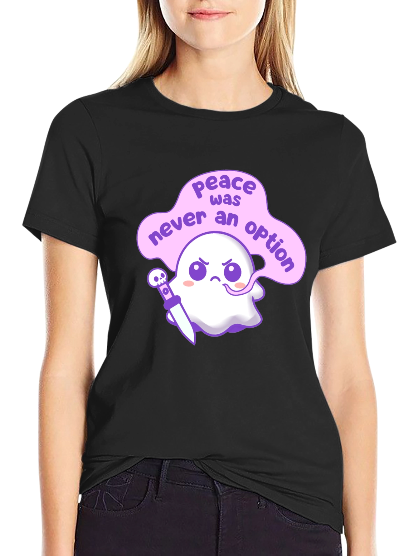 Black Peace Was Never an Option Ghost T-Shirt view 2