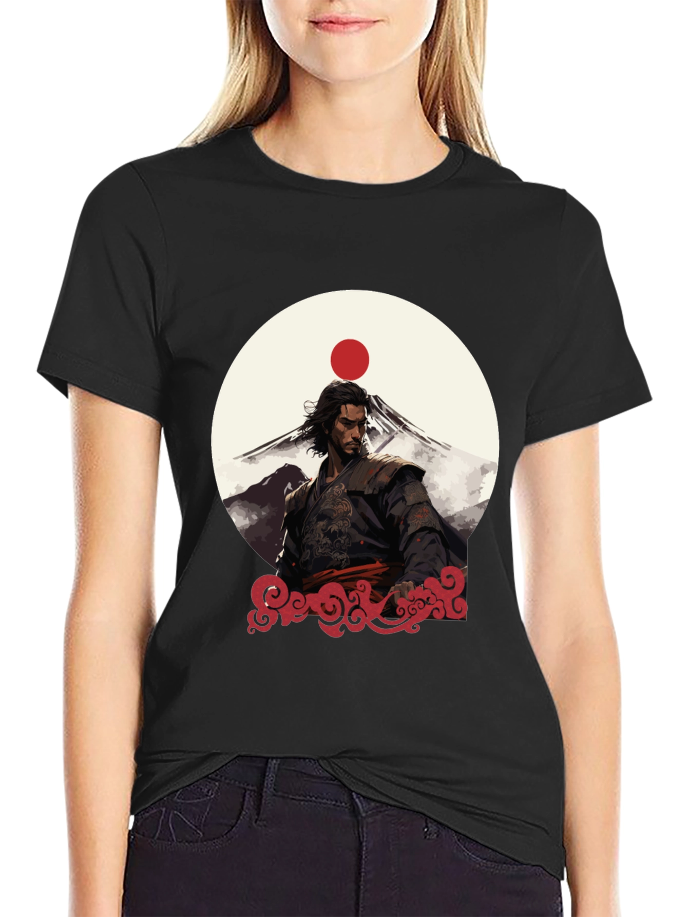 Black Samurai Sunset Graphic Tee - Black view 2
