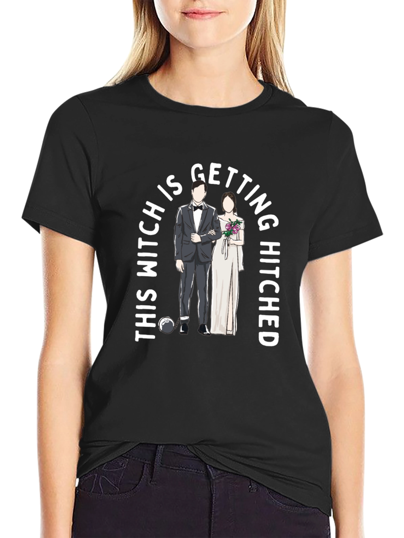 Black Witch Getting Hitched Graphic Tee - Black Cotton Blend view 2
