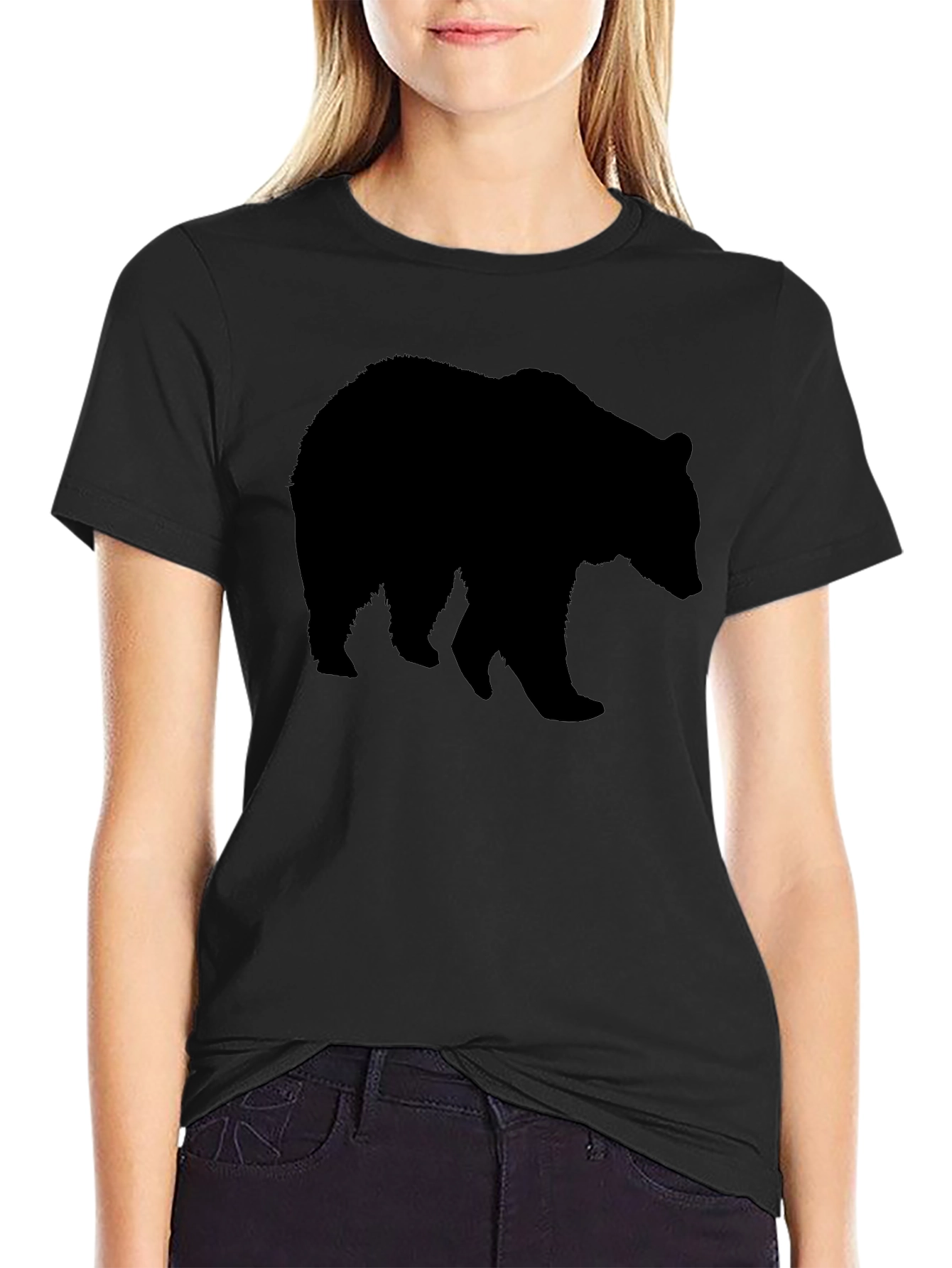 Black Bear Silhouette Black T-Shirt view 2