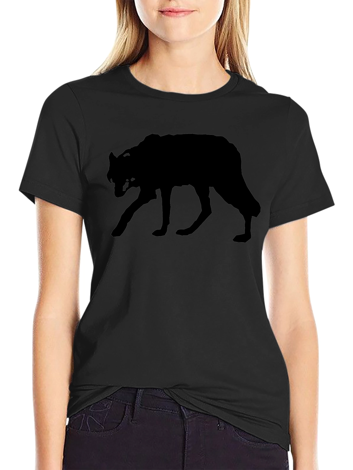 Black Wolf Silhouette Graphic Tee - Mens Black T-Shirt view 2