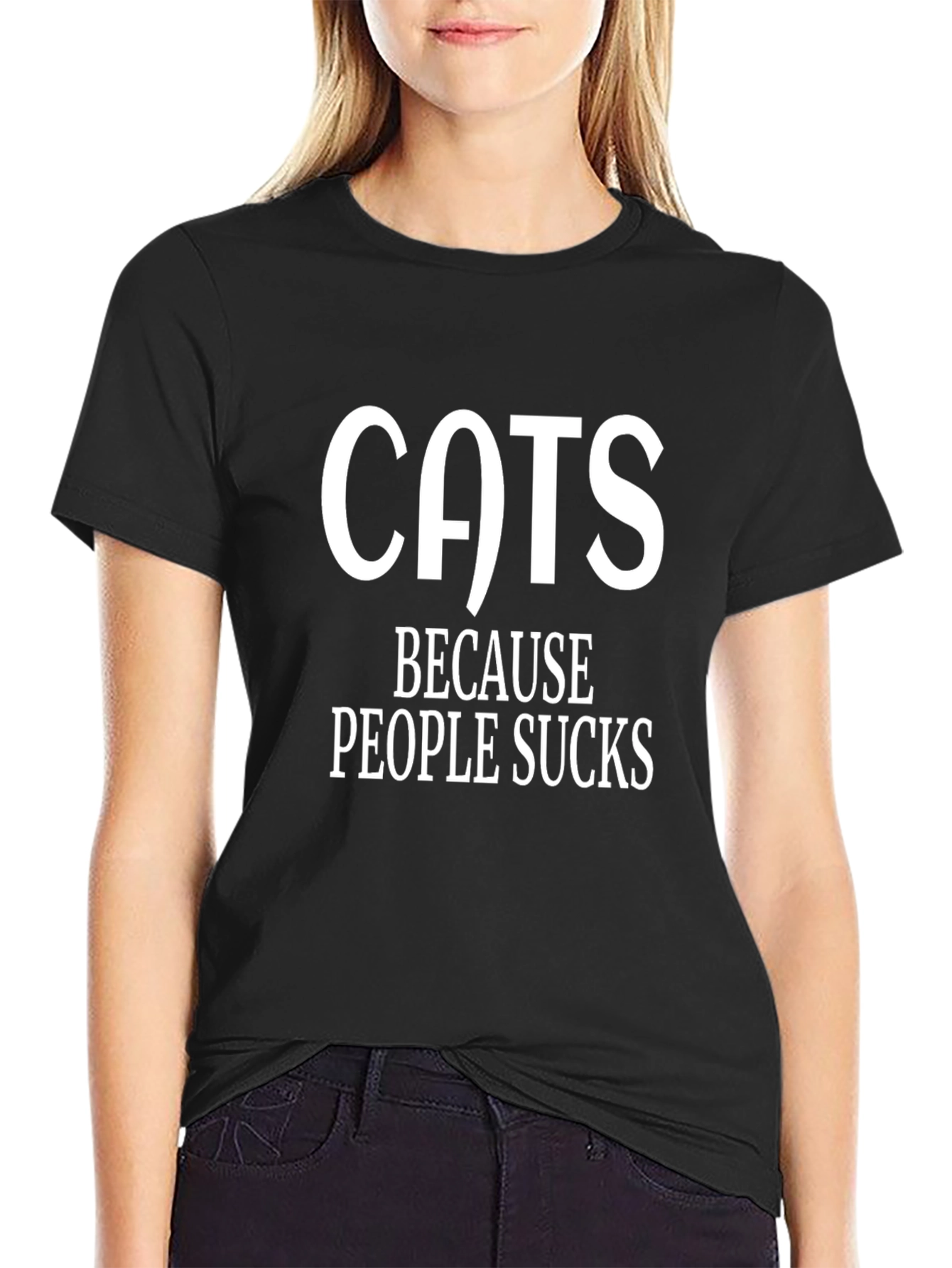Black Cats Because People Sucks Graphic T-Shirt view 2