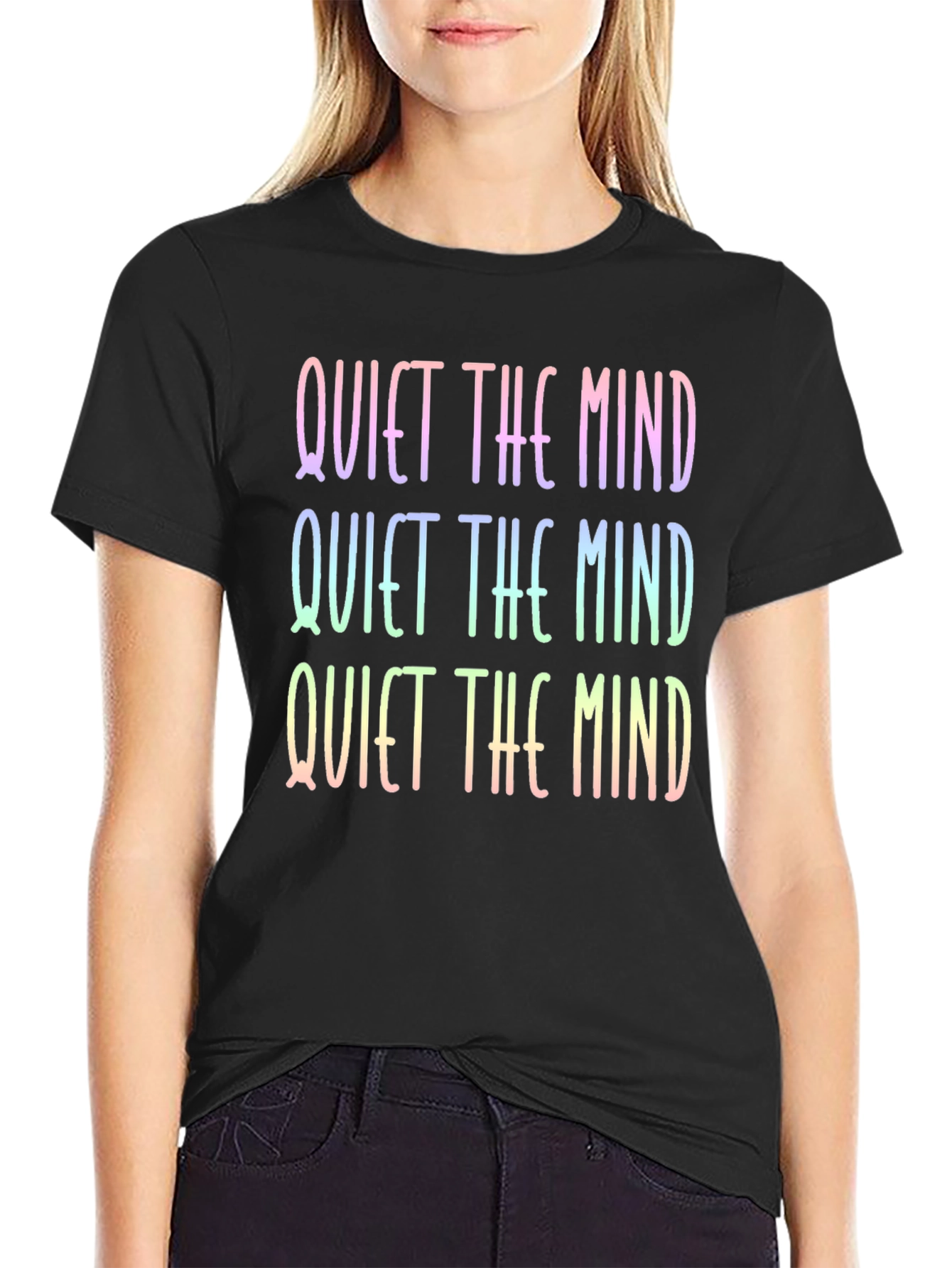 Black Quiet The Mind Graphic T-Shirt - Relaxed Fit Cotton Tee view 2