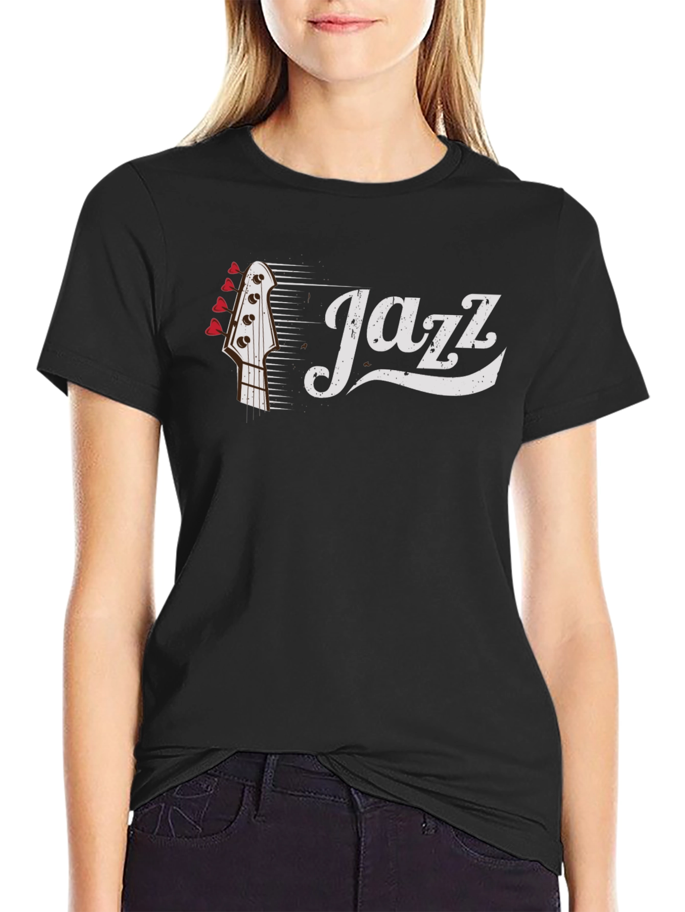Black Jazz Music T-Shirt | Band Headstock view 2