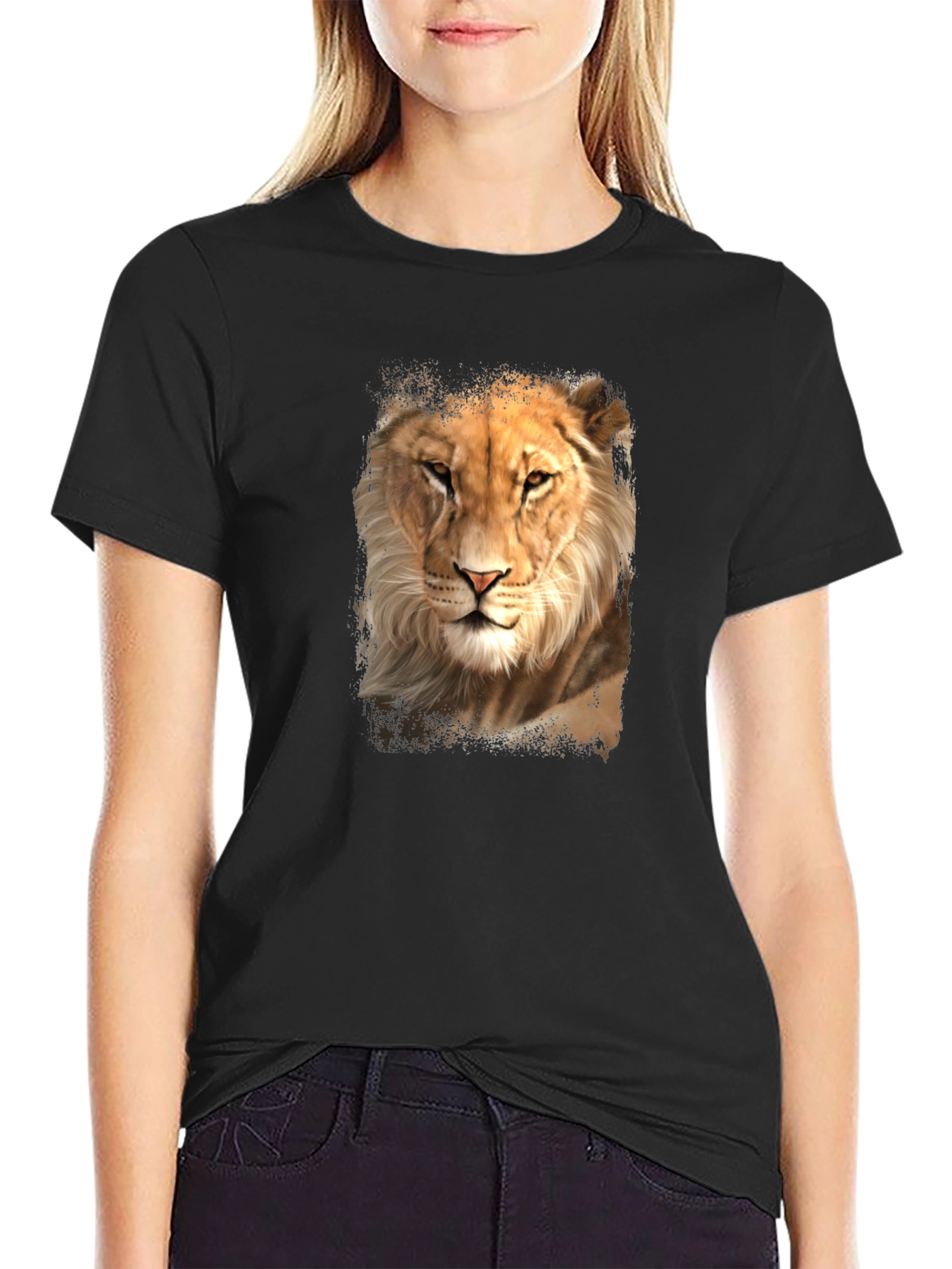 Black Lion Graphic Tee - Black Casual T-Shirt view 2