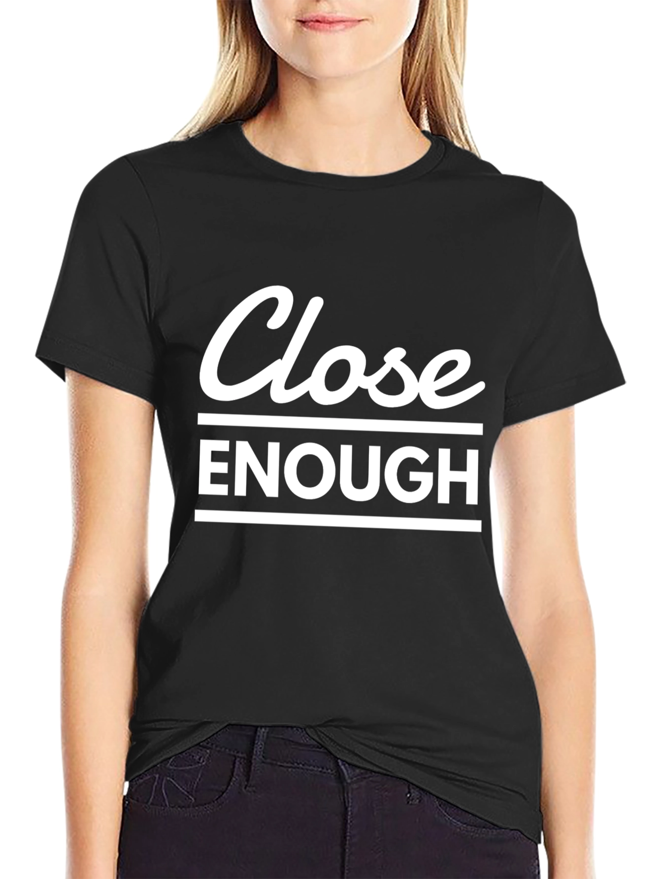 Black Close Enough Graphic T-Shirt - Casual Comfort view 2