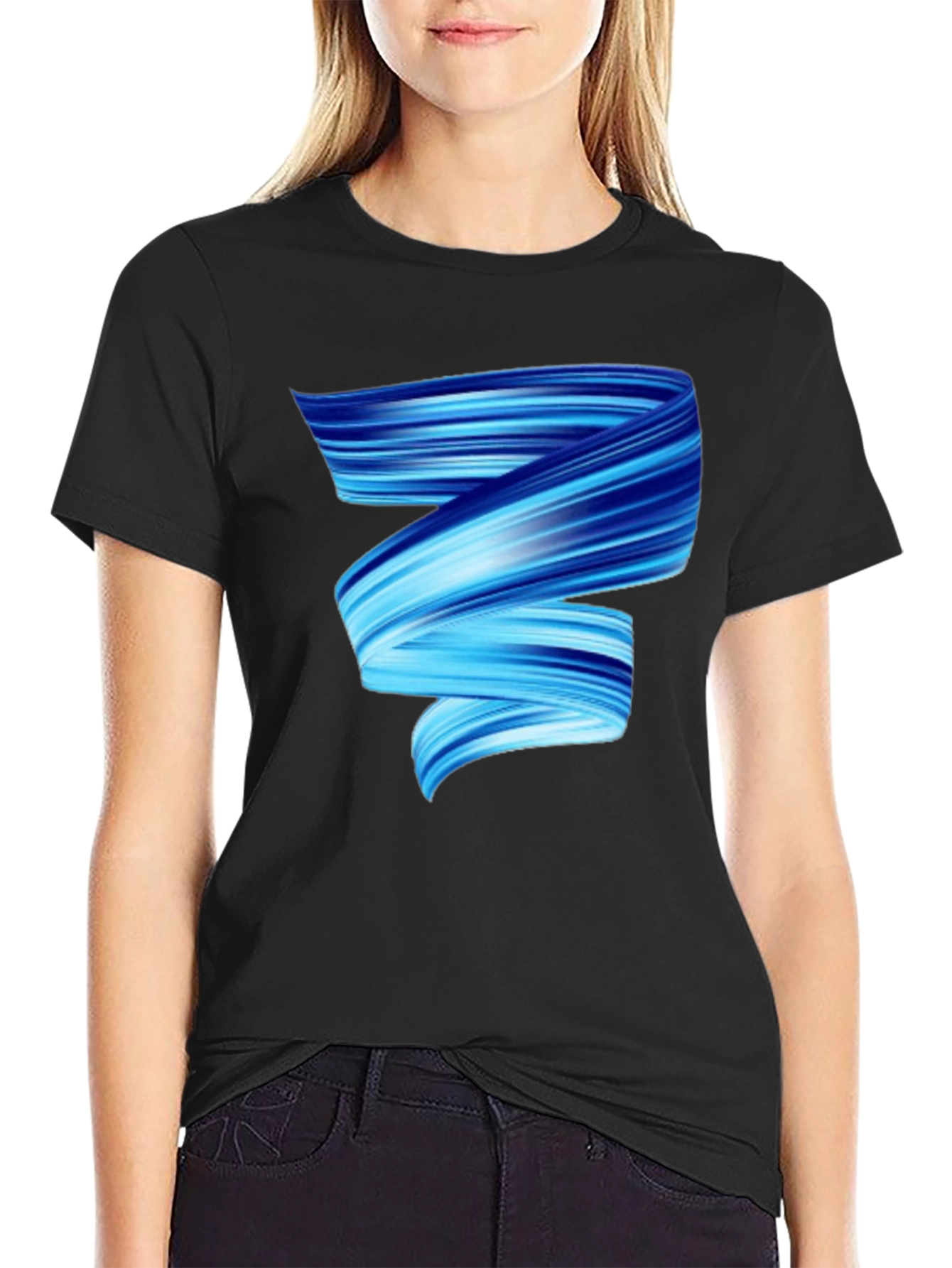 Black Modern Swirl Graphic Tee view 2