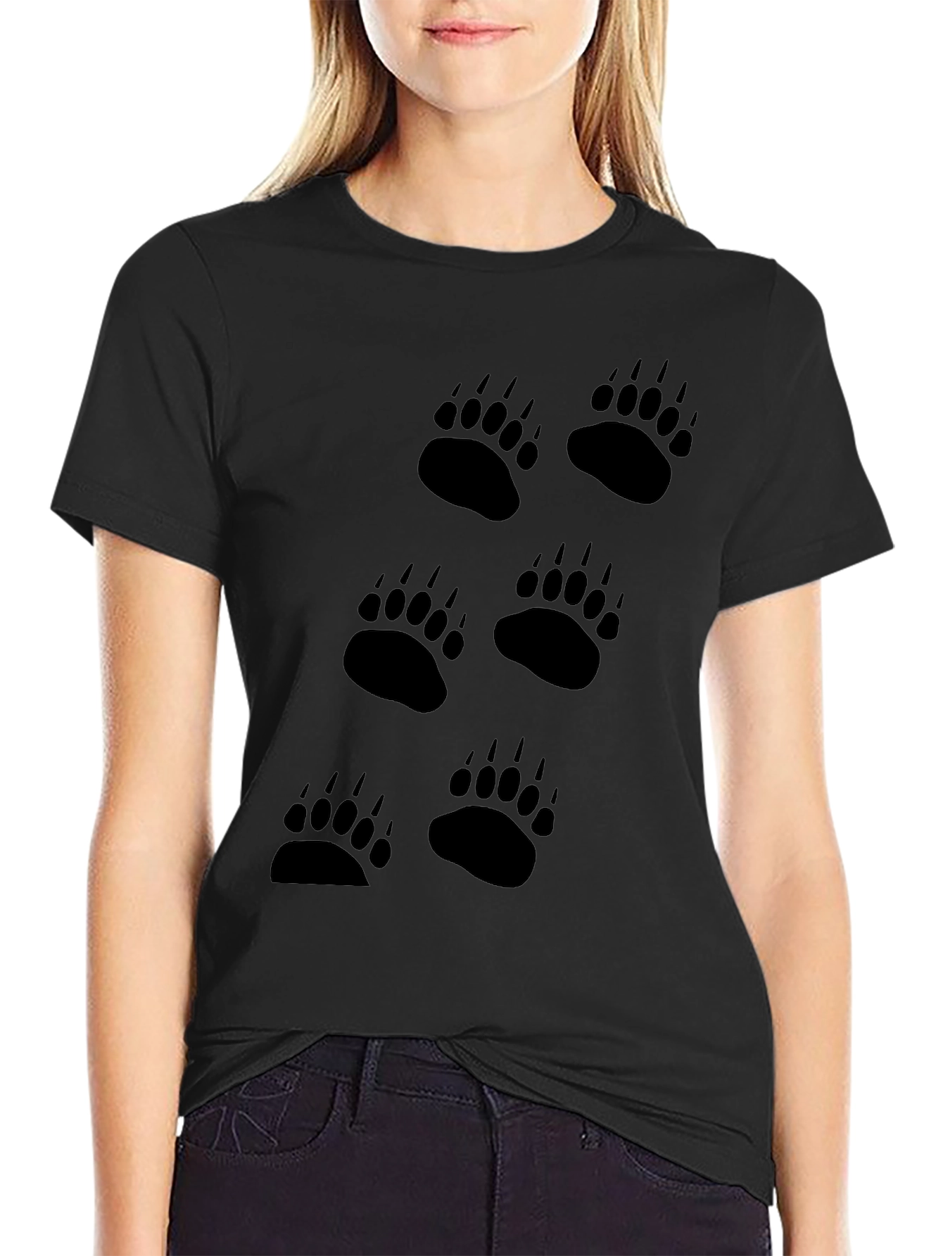 Black Black Bear Paw Print T-Shirt - Men's Graphic Tee view 2