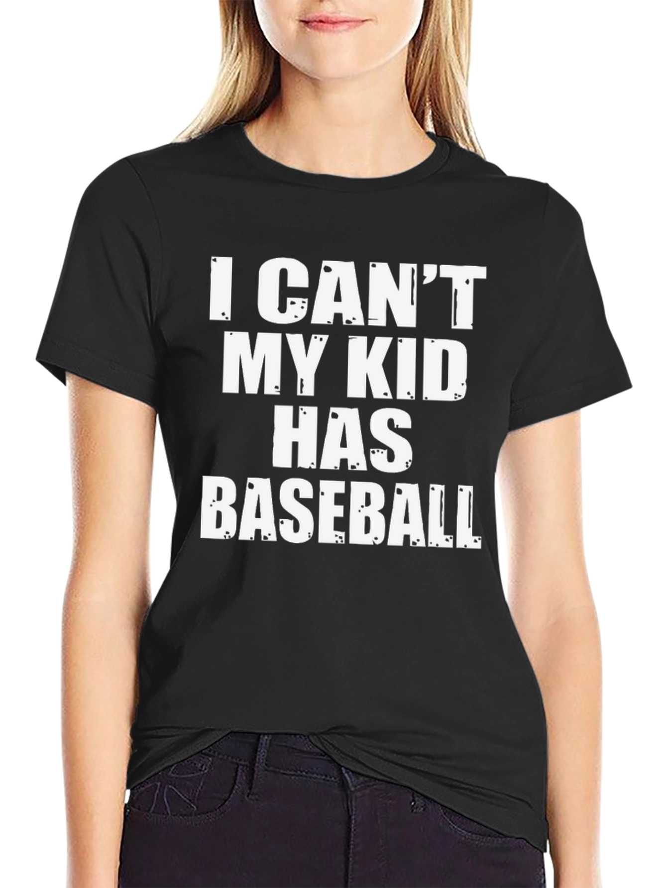Black I Can't My Kid Has Baseball T-Shirt view 2