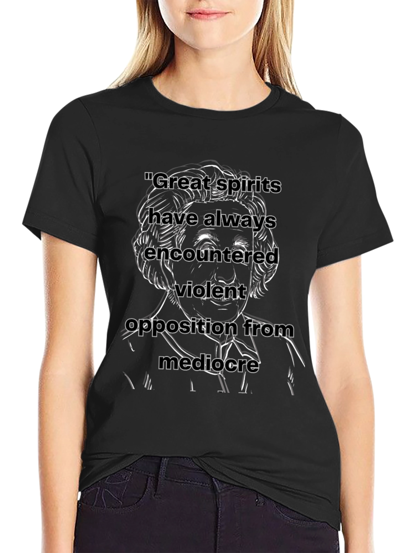 Black Motivational Quote T-Shirt - Great Spirits view 2