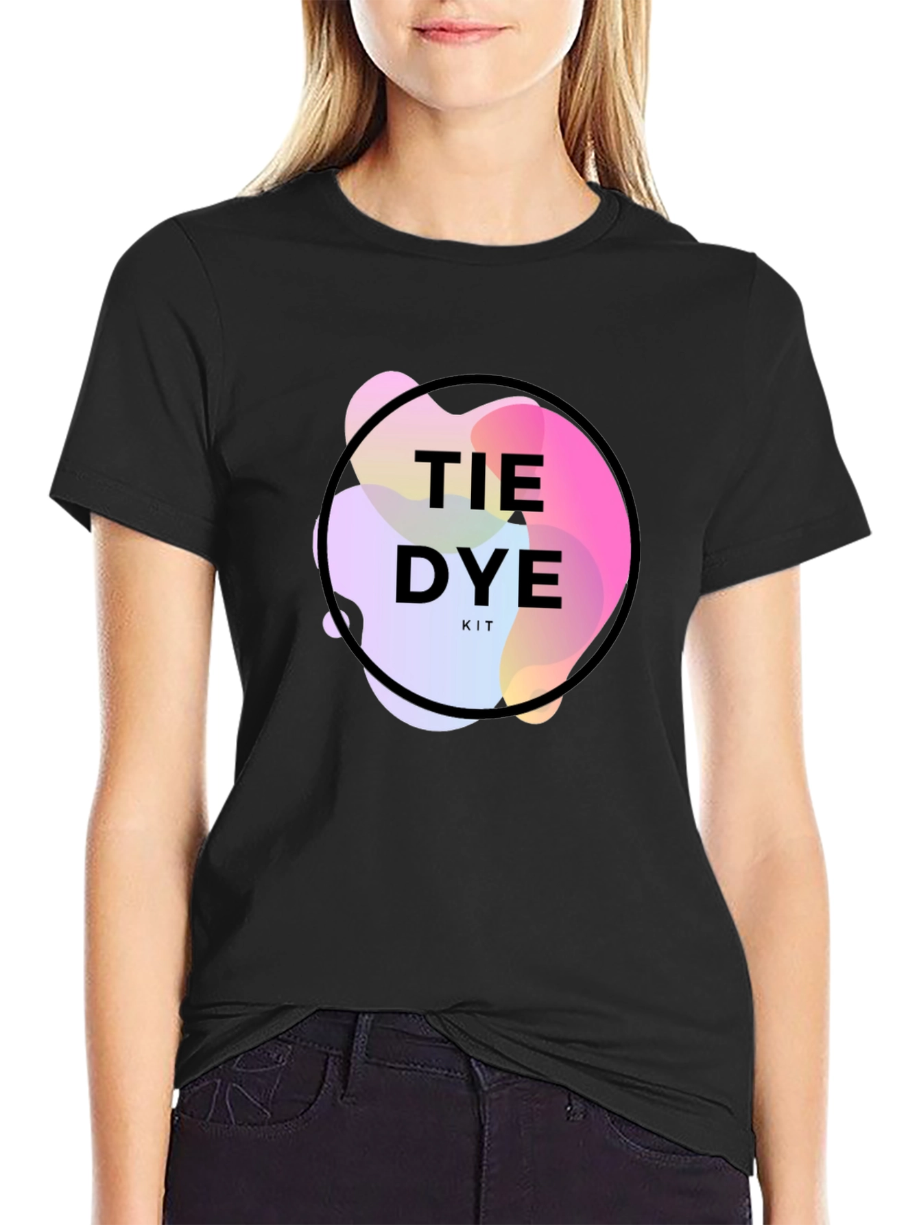 Black Tie Dye Kit Graphic Black T-Shirt view 2