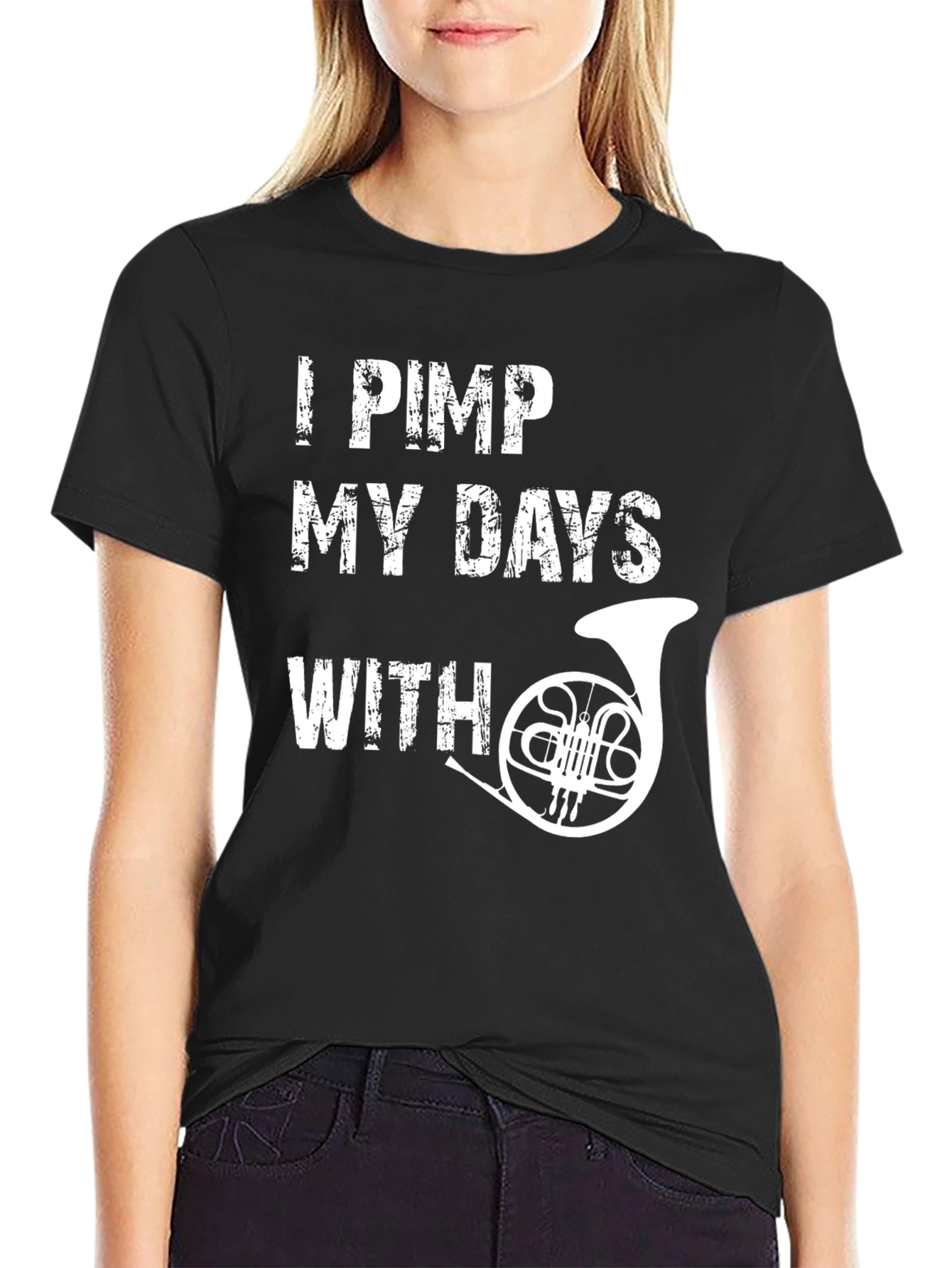 Black I Pimp My Days With French Horn Musician T-Shirt view 2