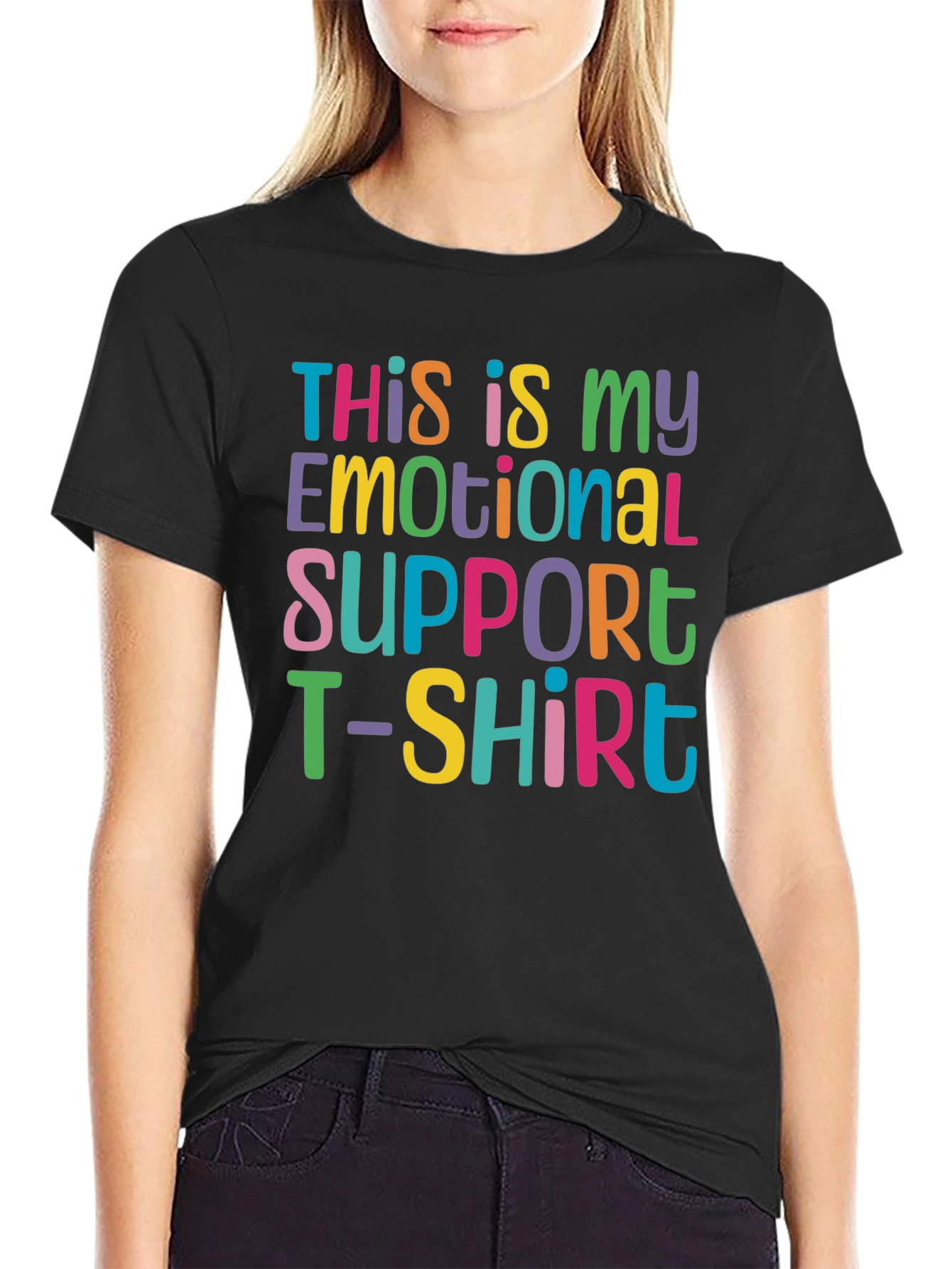 Black Emotional Support T-Shirt - Funny Comfort Tee view 2
