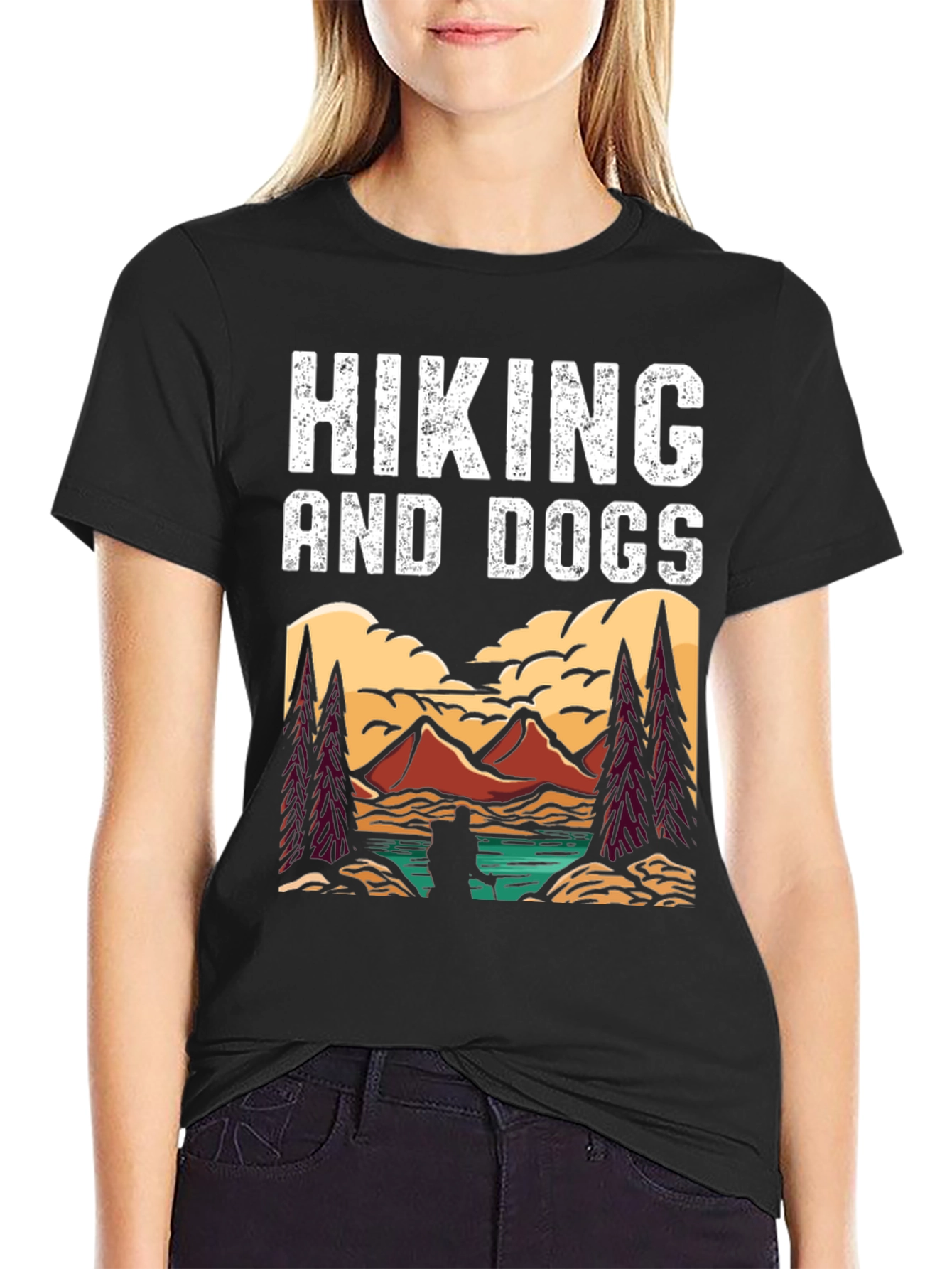 Black Hiking and Dogs Graphic Tee view 2
