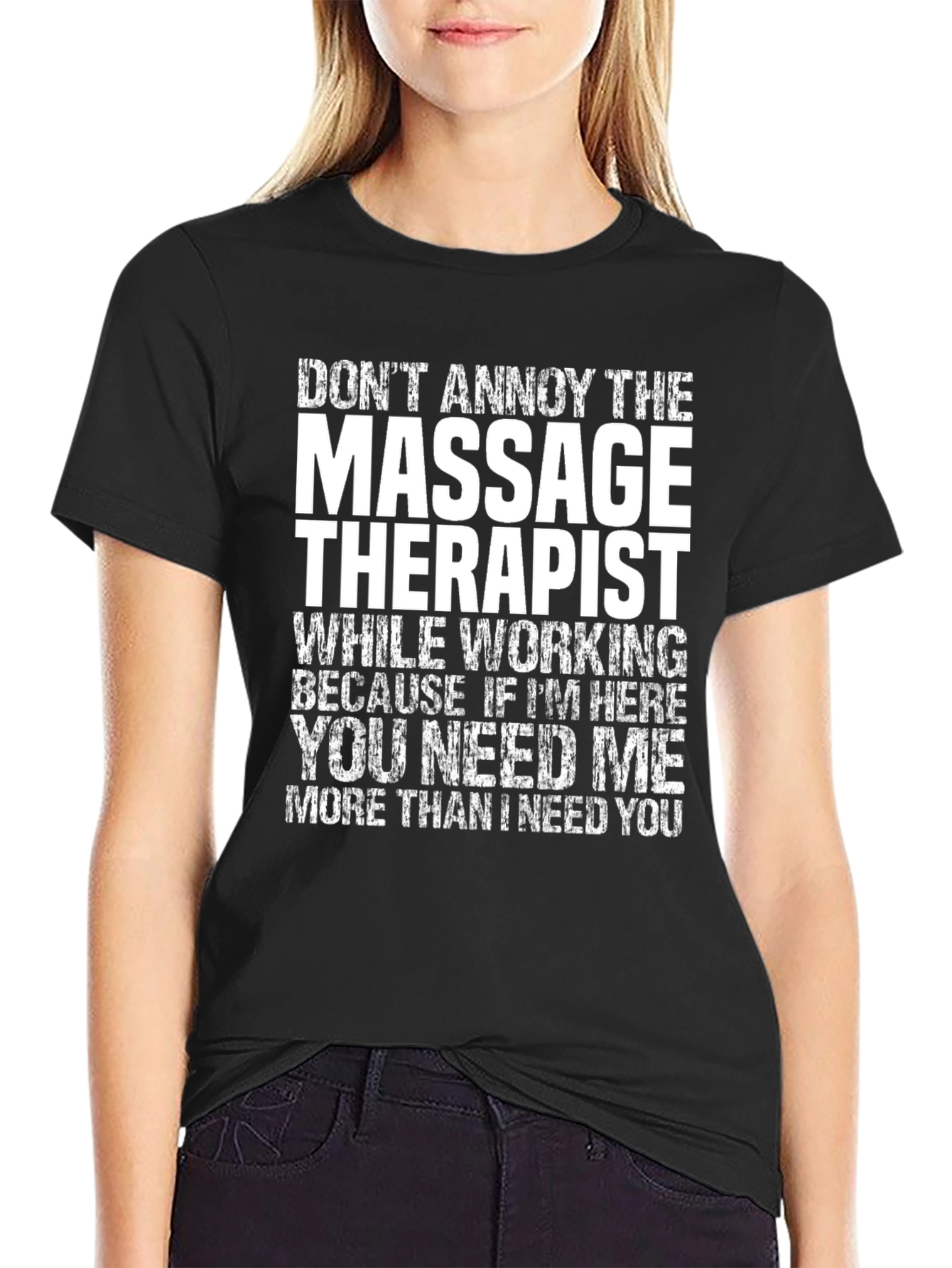 Black Massage Therapist T-Shirt Funny Gift view 2