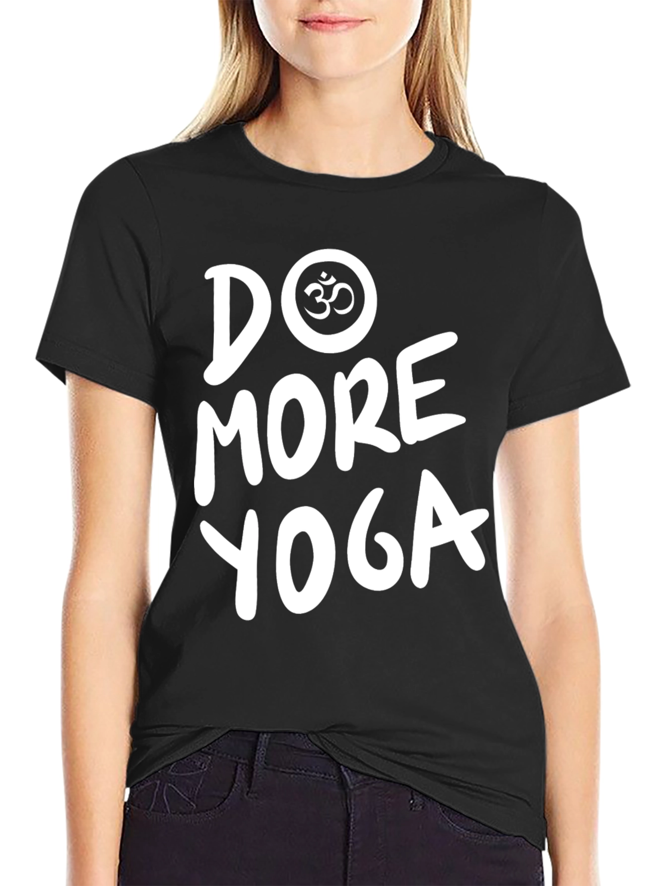 Black Do More Yoga Graphic Tee Black Cotton Blend T-Shirt view 2