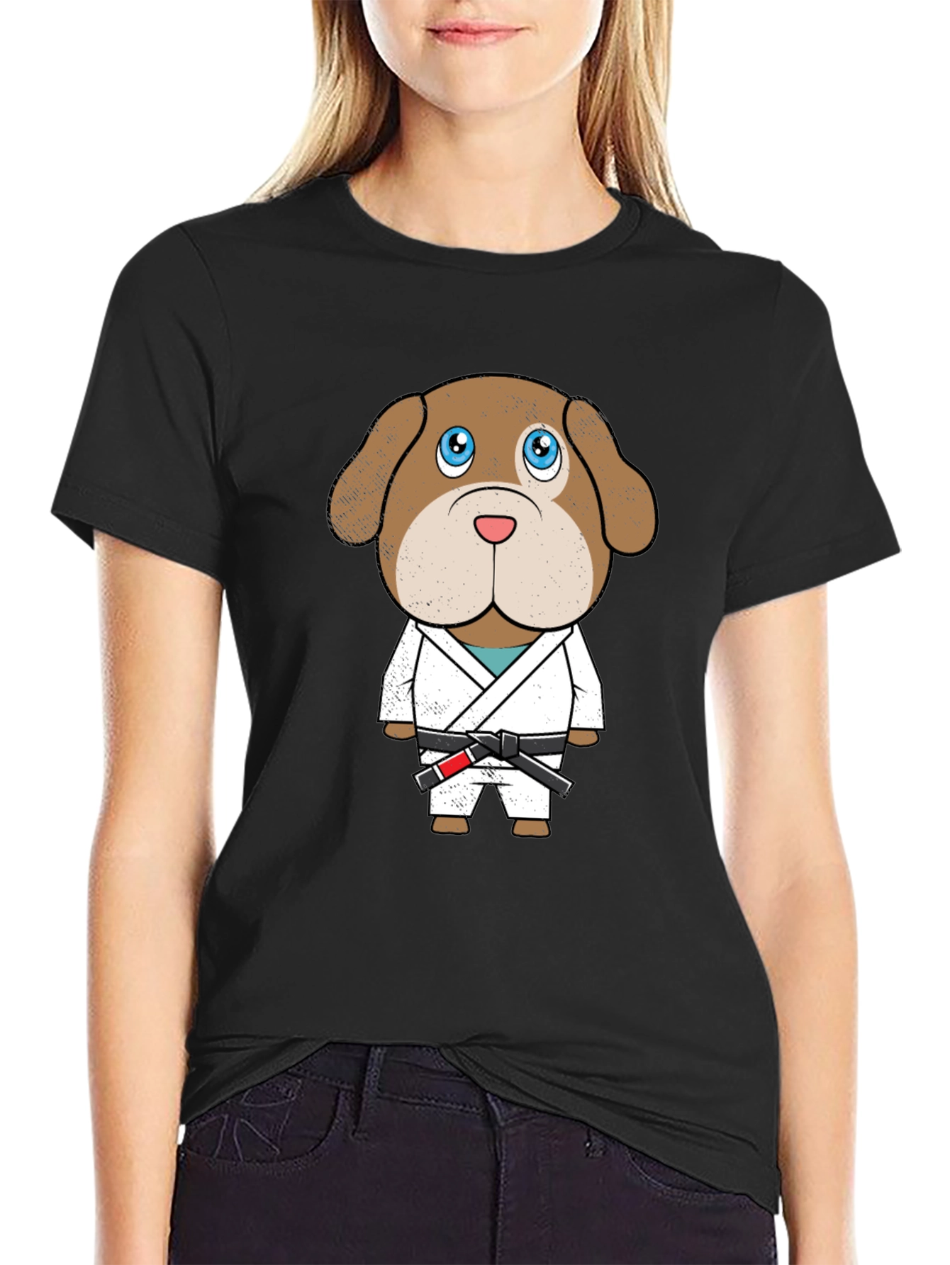 Black Dog Jiu Jitsu T-Shirt - Cartoon Graphic Tee view 2