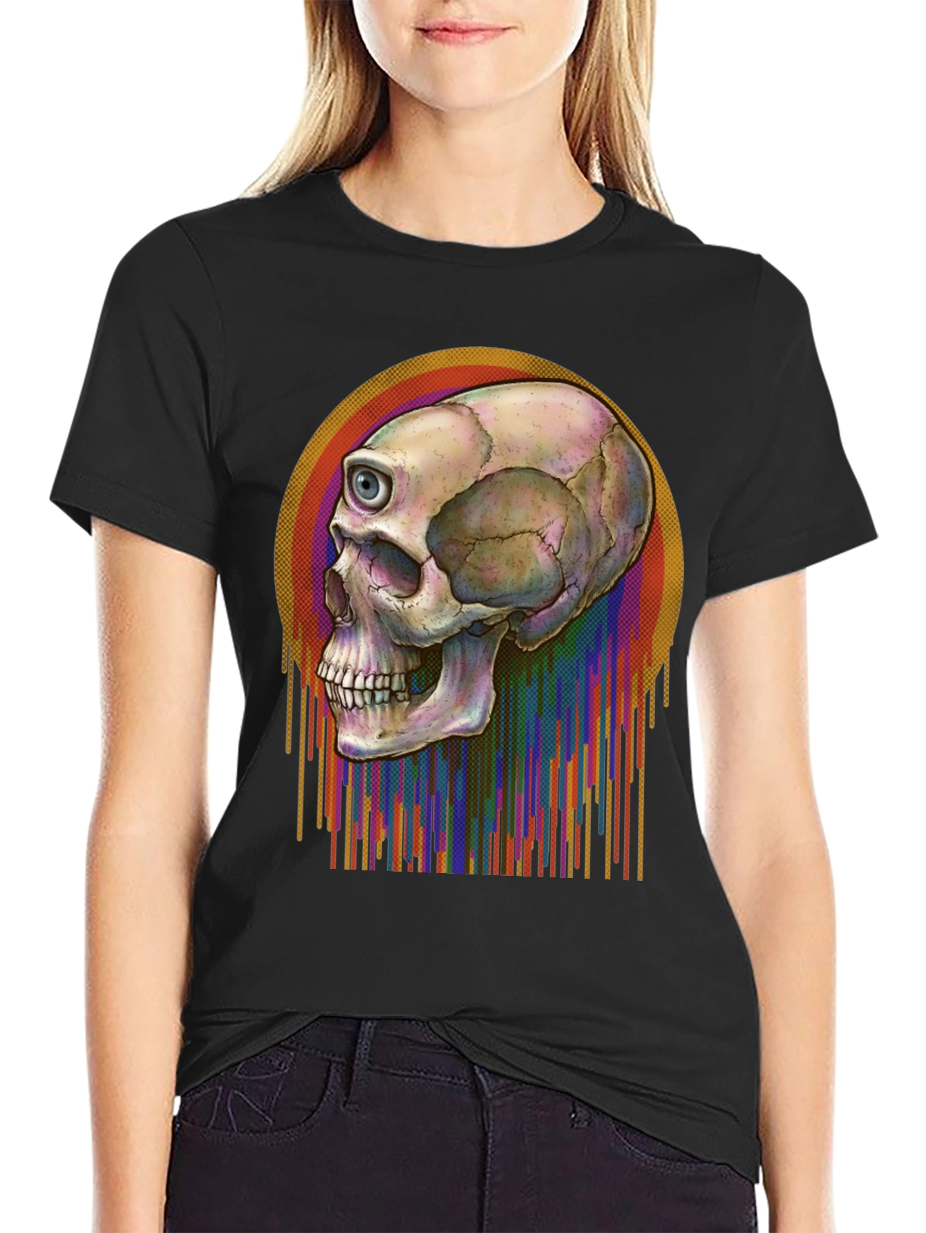 Black One-Eyed Skull Tee - Men's Graphic T-Shirt view 2