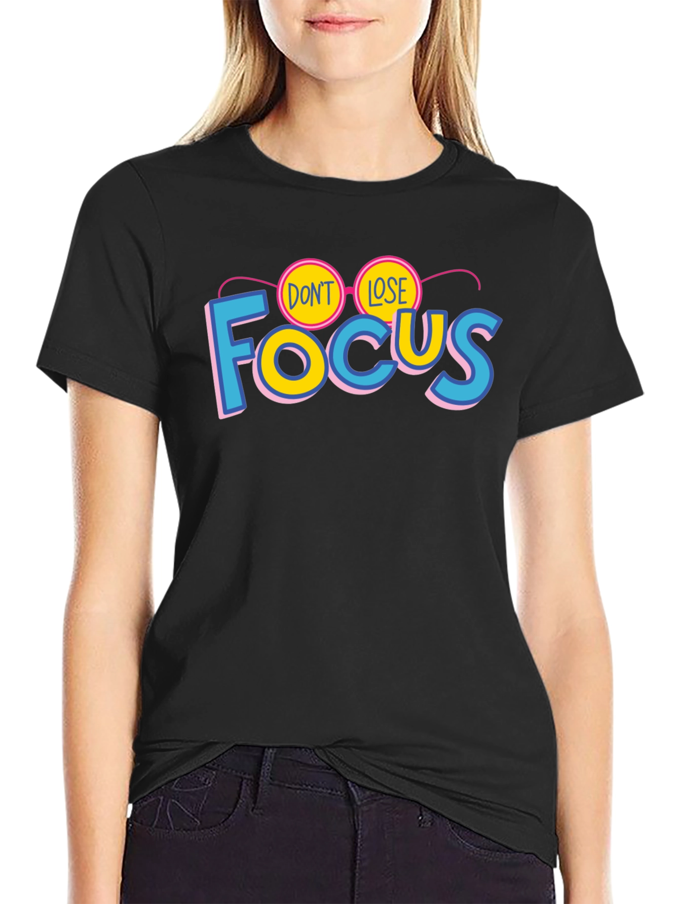 Black Don't Lose Focus Graphic T-Shirt - Stylish Cotton Tee view 2