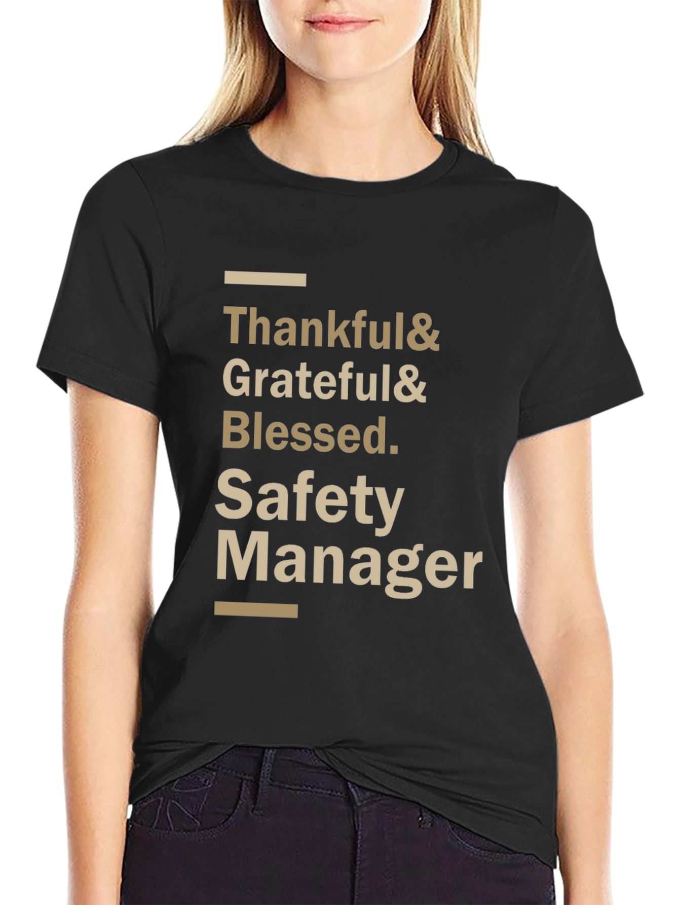 Black Thankful Grateful Blessed Safety Manager T-Shirt view 2