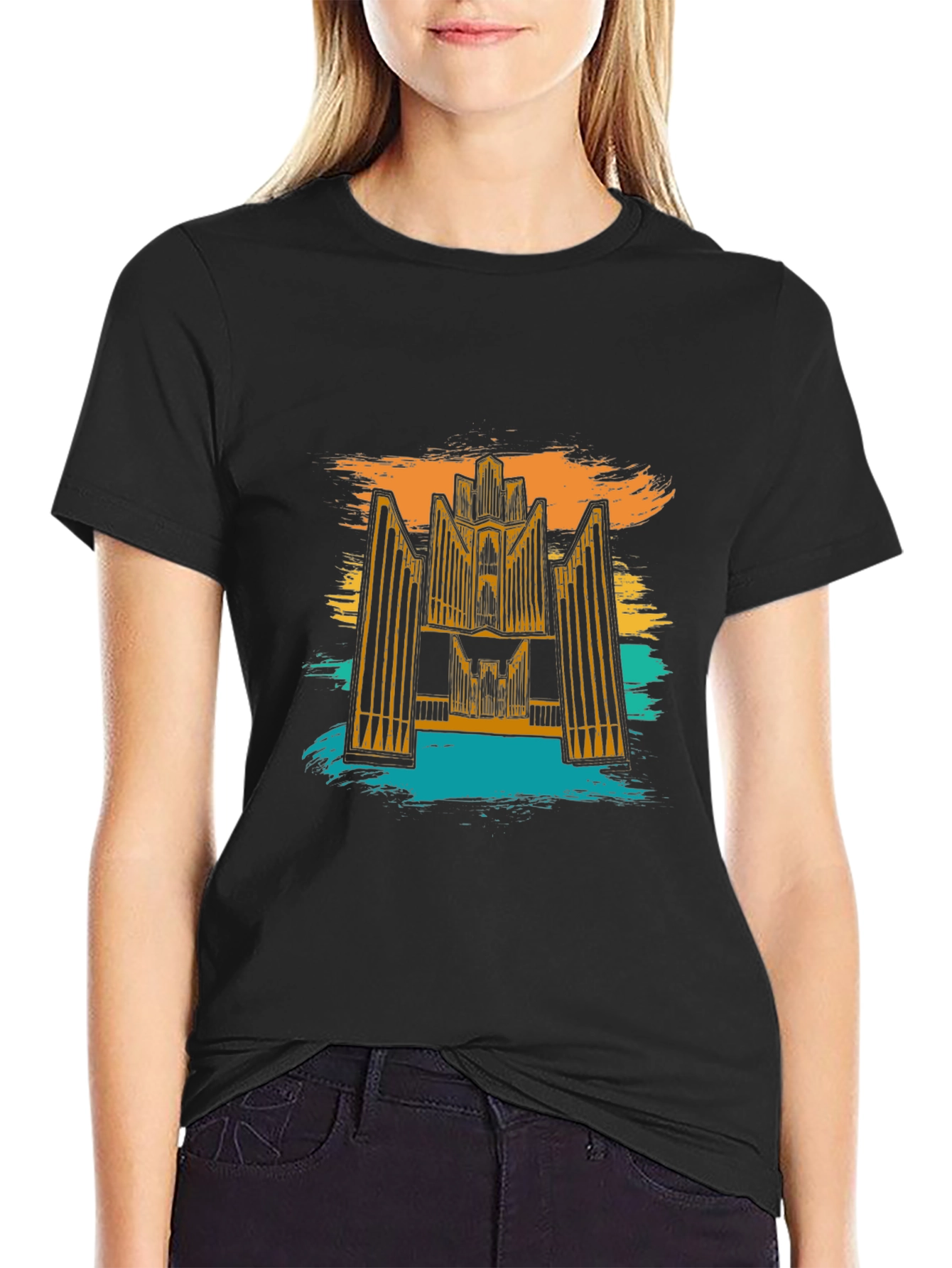 Black Retro Organ Music T-Shirt view 2